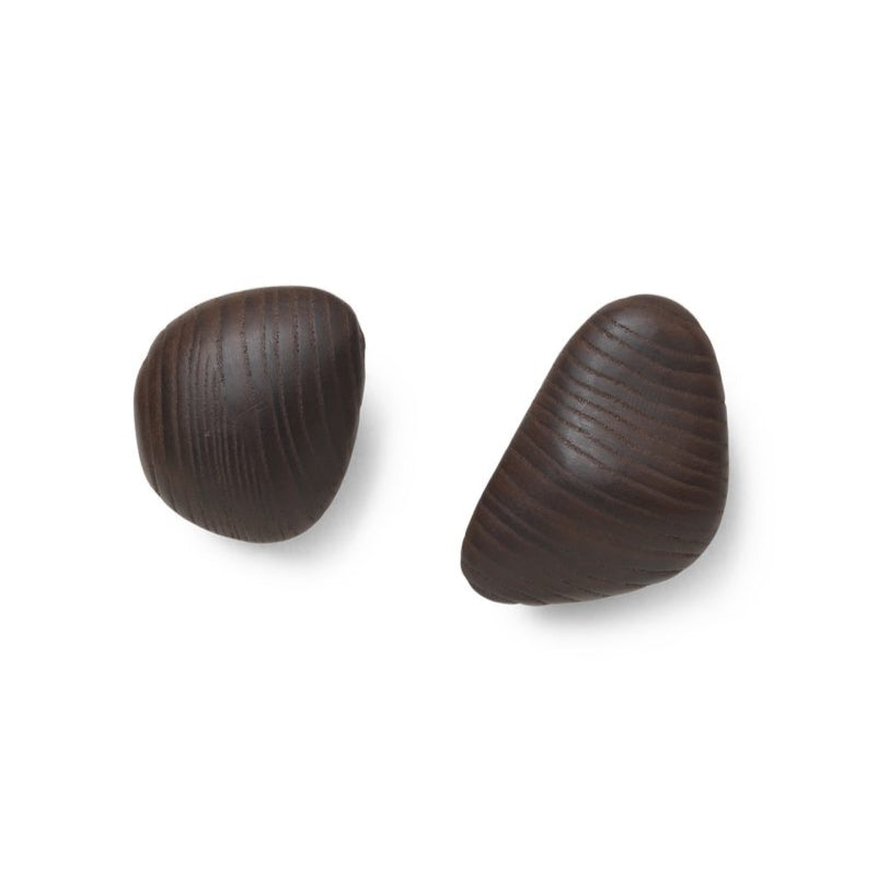 FERM LIVING Cairn Hooks Set of 2 - Dark Brown Wall Hooks for Coats, Hats & Bags - Perfect for Entryway, Bedroom & Bathroom Organization