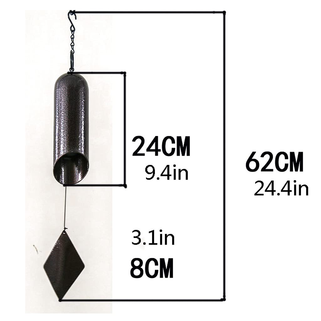 Handmade Cast Iron Cylindrical Wind Chimes - Outdoor Meditation Wind Bell for Courtyard, Eaves & Garden Decor | Soothing Bronze Pendant Chime for Relaxation & Zen Atmosphere