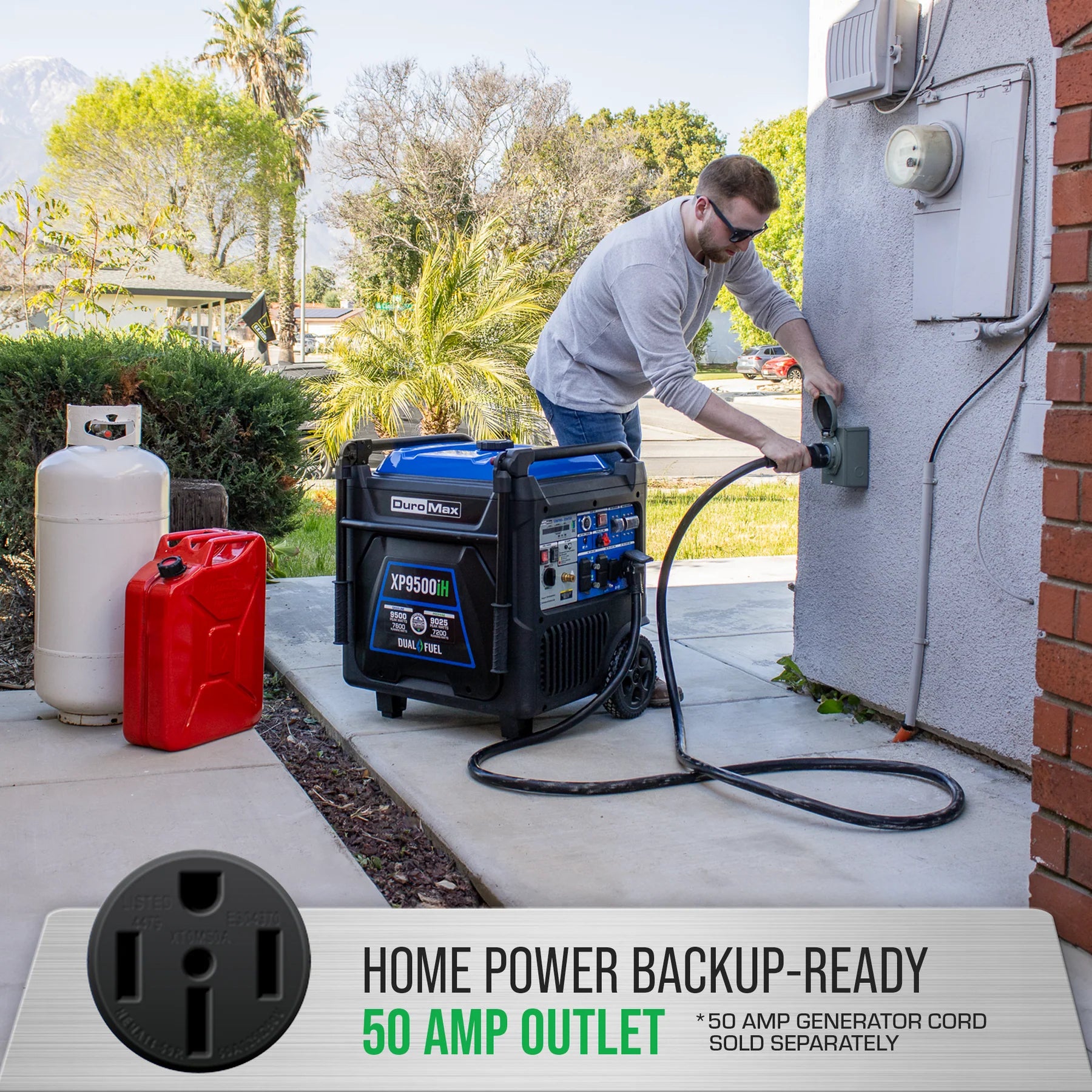 DuroMax XP9500iH 7600W/9500W Dual Fuel Portable Generator with Remote Start - Gas & Propane Powered Inverter Generator with CO Alert - Perfect for Home Backup Power, Camping & Outdoor Activities