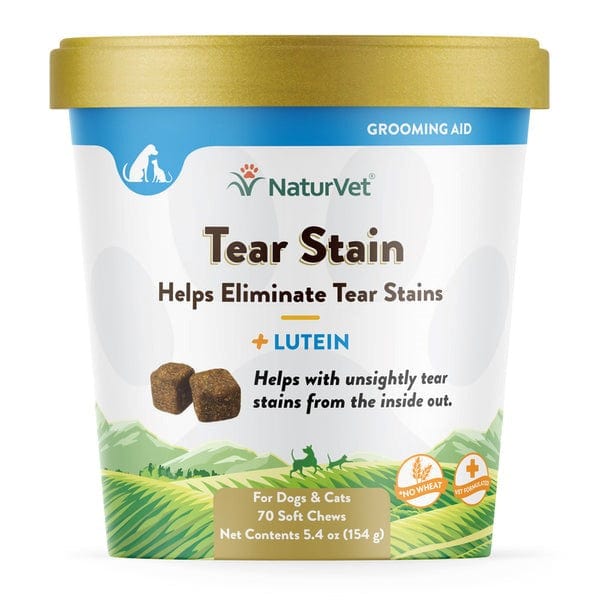 NaturVet Tear Stain Supplement with Lutein Soft Chews for Dogs & Cats - Gentle Eye Care Formula for Tear Stain Removal & Eye Health Support - Perfect for Daily Use at Home or Travel
