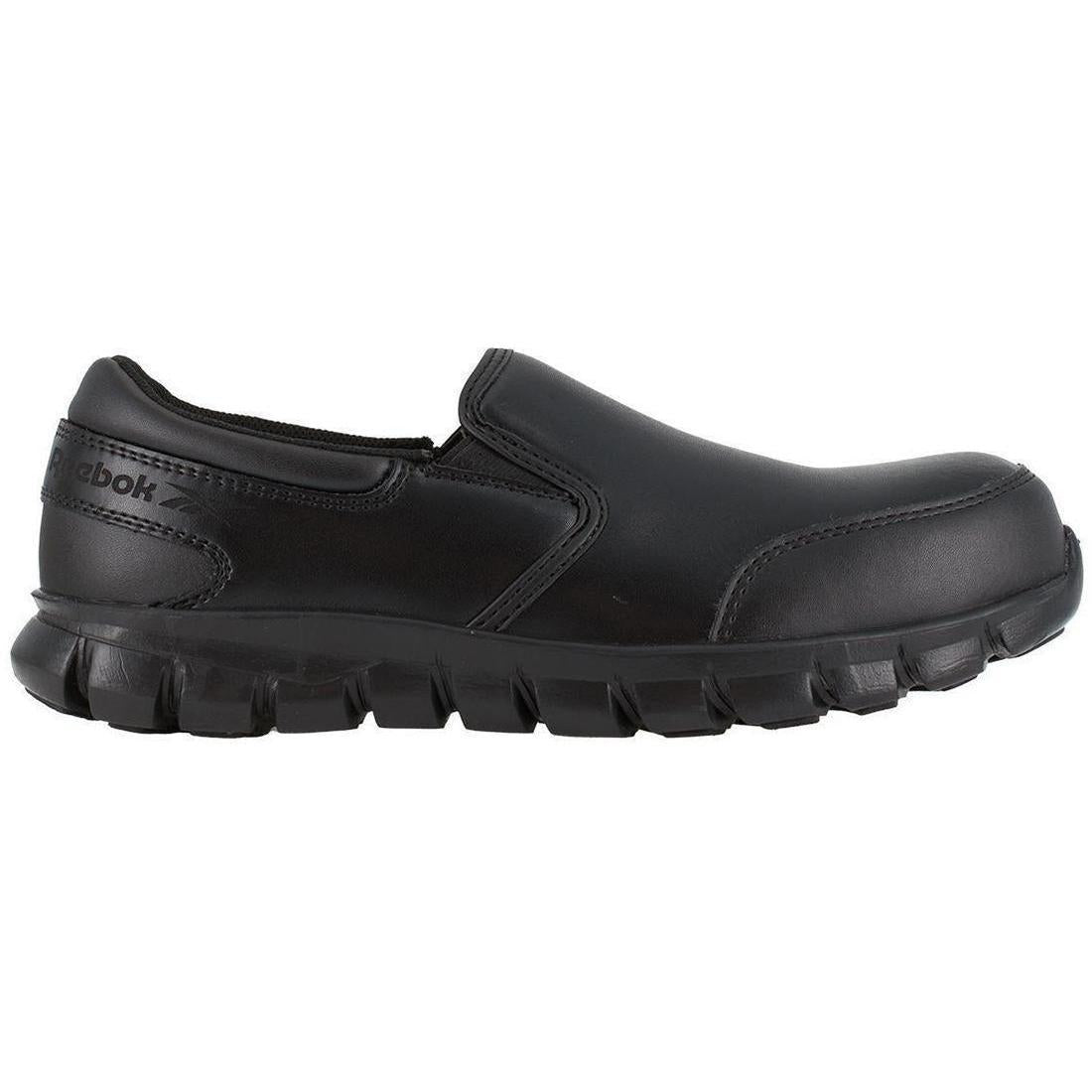 Sublite Cushion Composite Toe Slip-On Work Shoes for Men - Lightweight Safety Shoes for Construction, Warehouse & Industrial Work - Black Athletic Work Sneakers