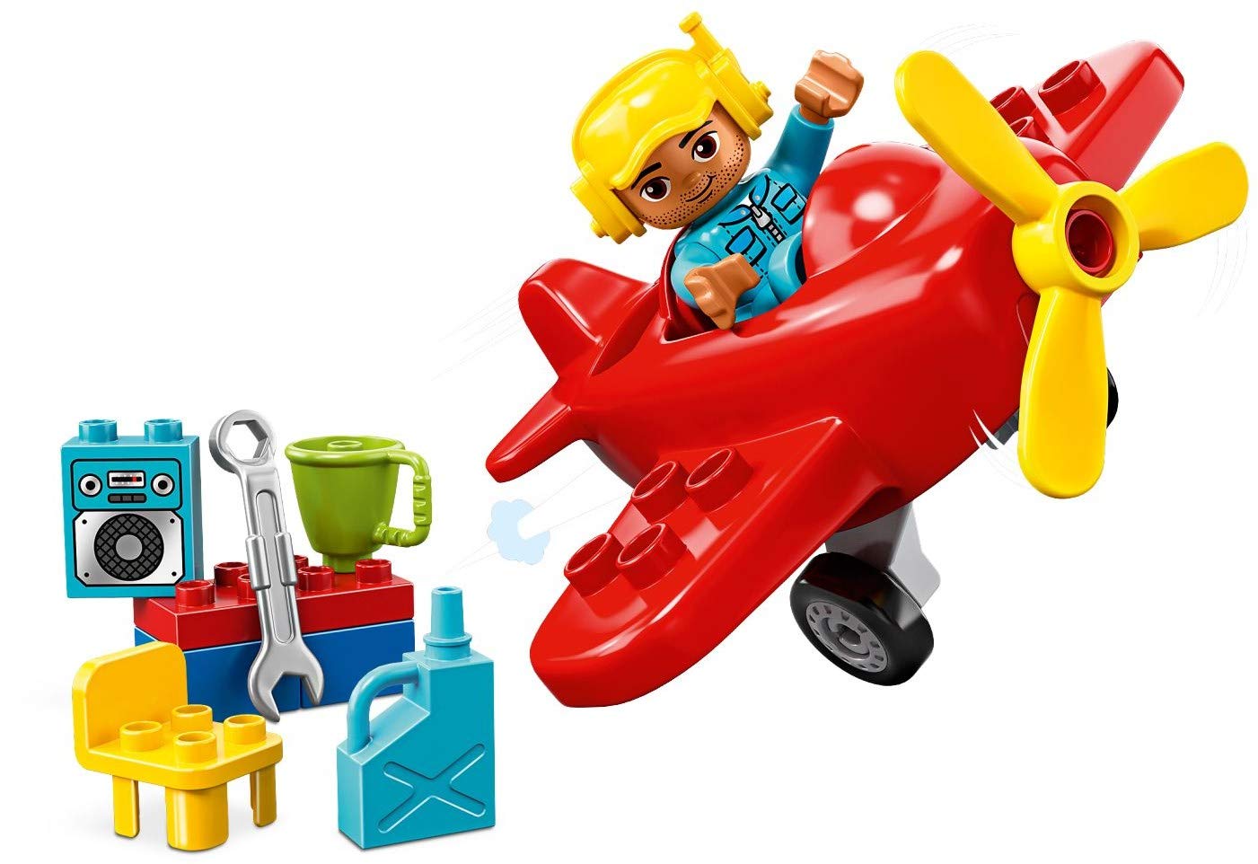 LEGO 10908 Duplo Town Airplane Building Toy for Kids Ages 3+ with Pilot Mini Figure & Accessories – Perfect for Pretend Play, Early Learning & Creative Development