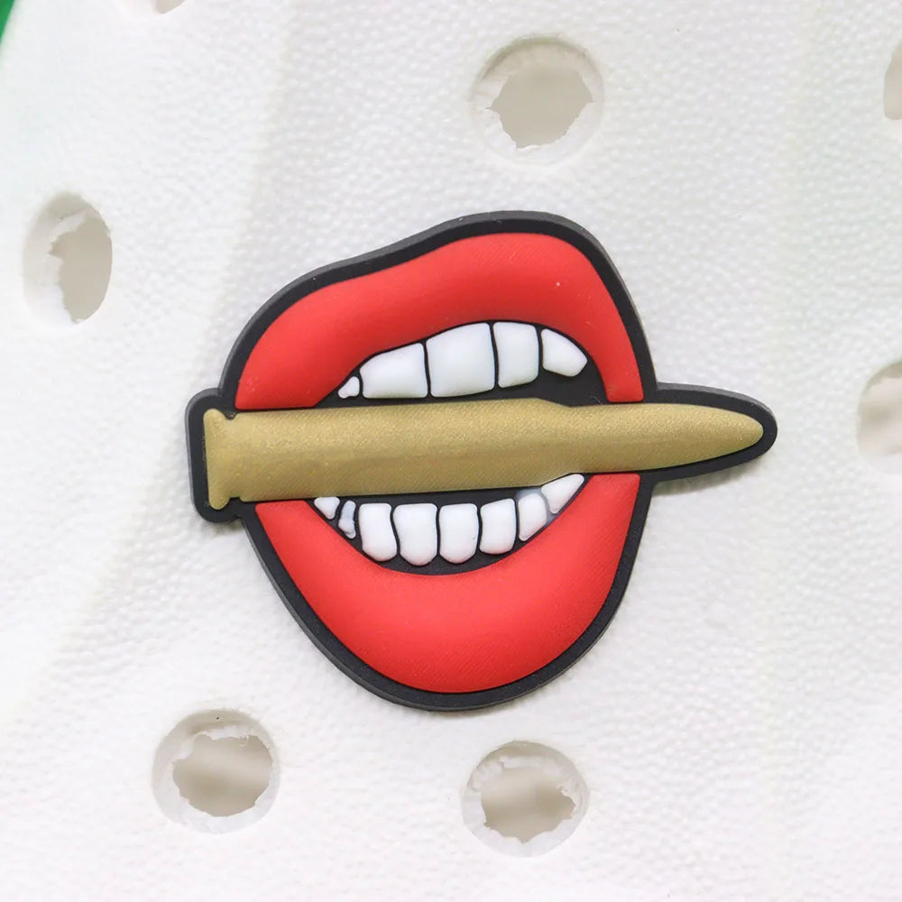 24Pcs PVC Shoe Charms for Clogs & Slippers - Tanker, Weed Life, Hand, Woman, Love Lips, Money & Coffee Designs - Fun Shoe Accessories for Women & Girls - Perfect for DIY Decor, Parties & Gifts