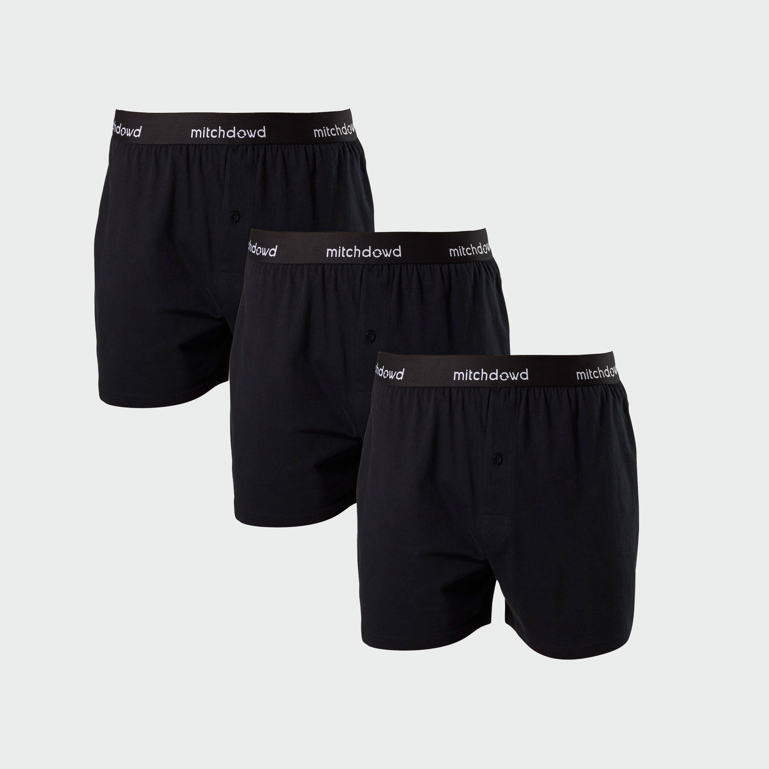 Men's Loose Fit Knit Boxer Shorts 3-Pack - Soft Breathable Cotton Underwear for Sleeping, Lounge & Everyday Comfort - Black