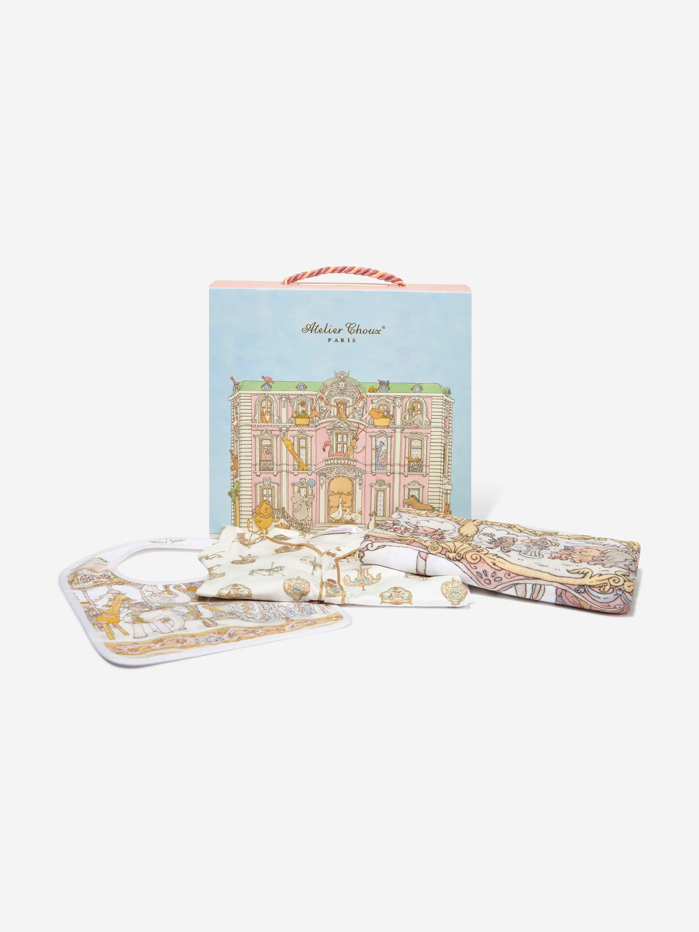 Atelier Choux Pink Carousel Baby Gift Set for Girls - Perfect for Newborns, Baby Showers & Special Occasions