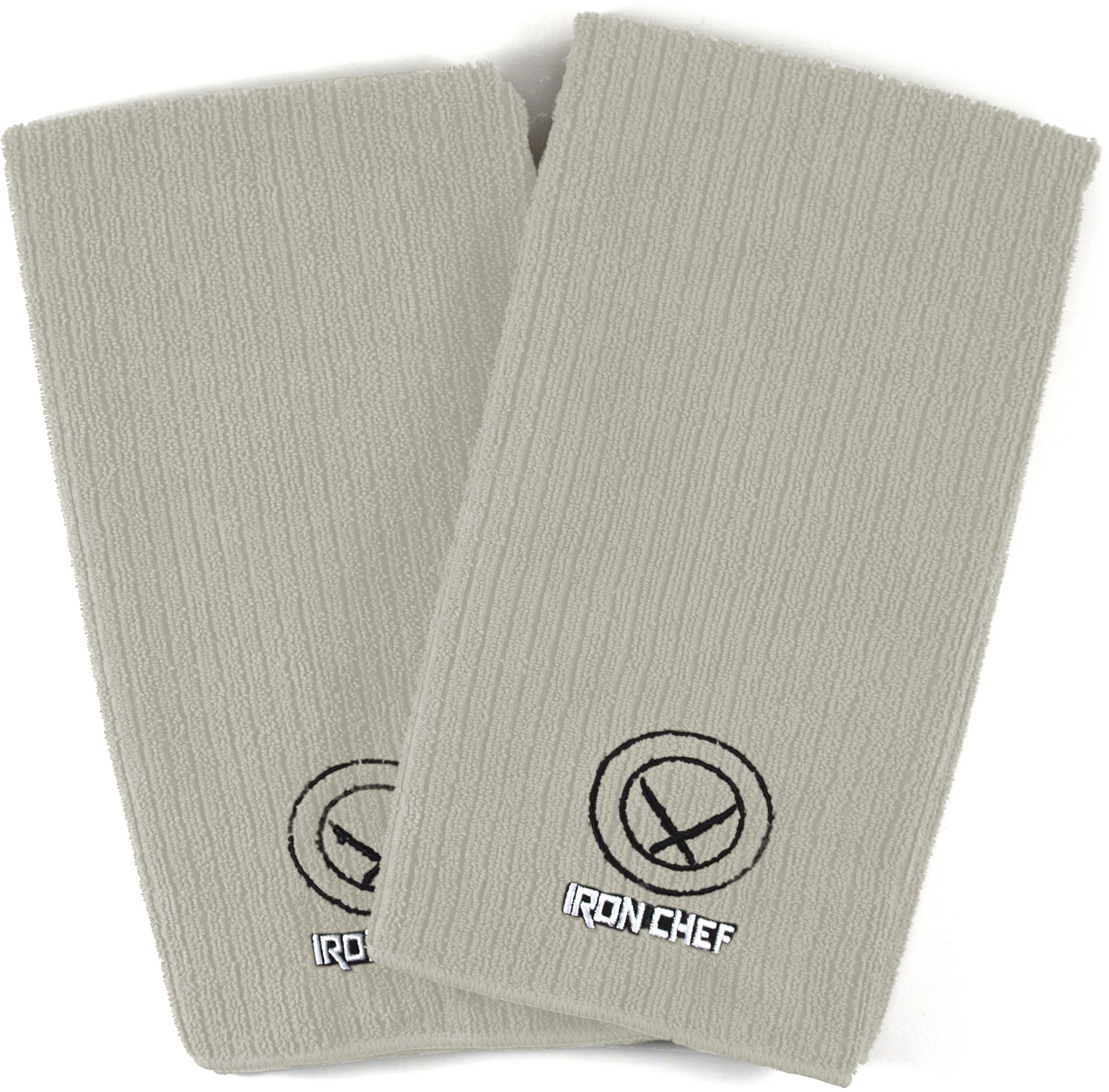 Premium Iron Chef Beige 100% Polyester Kitchen Towels - Set of 2, Super Absorbent & Quick-Drying Dish Towels for Cooking, Baking & Cleaning - Perfect for Kitchen, Restaurant & Home Use