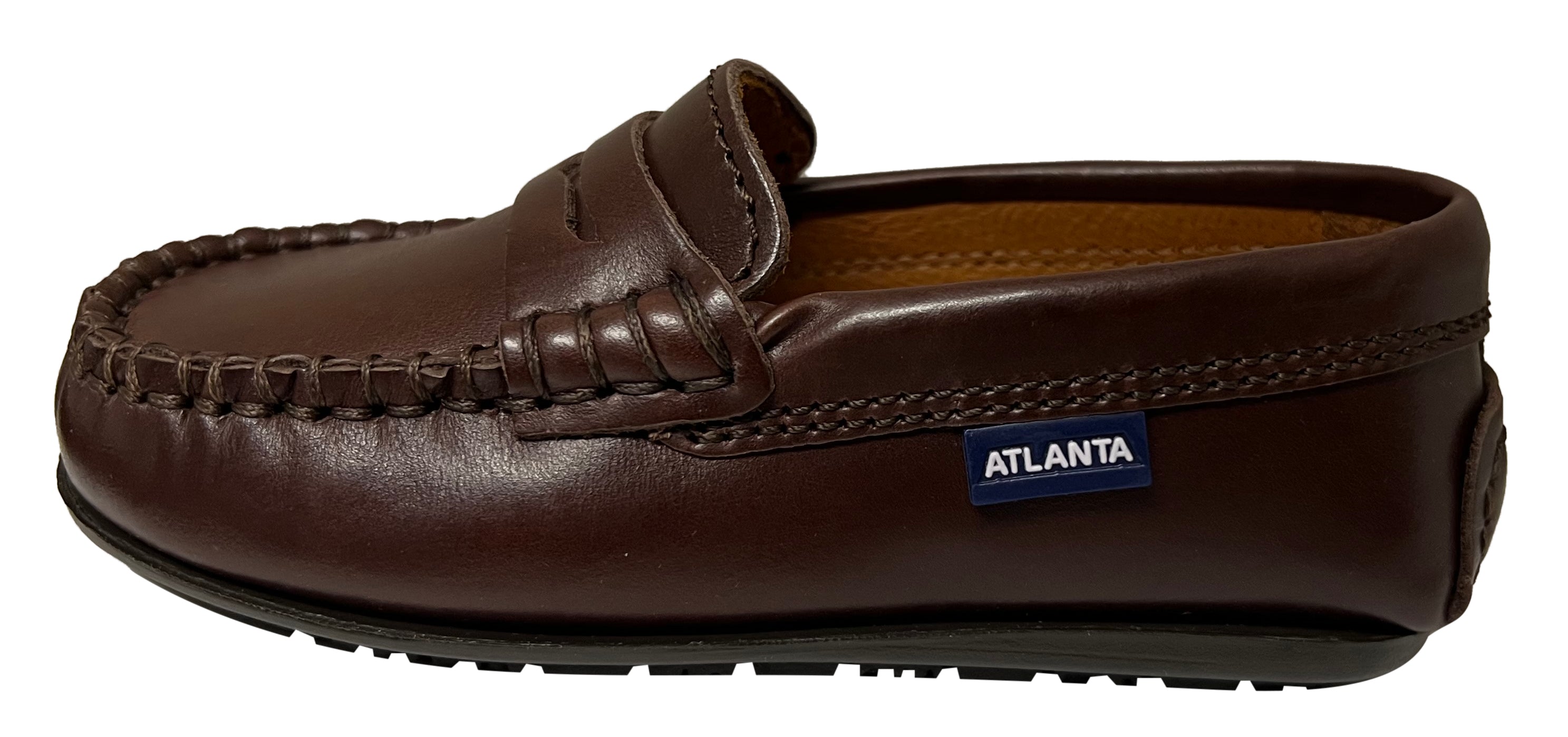 **Boys & Girls Smooth Leather Penny Loafers - Brown Sierra Antik - Comfortable Kids Moccasin Shoes for School, Casual & Dressy Occasions**