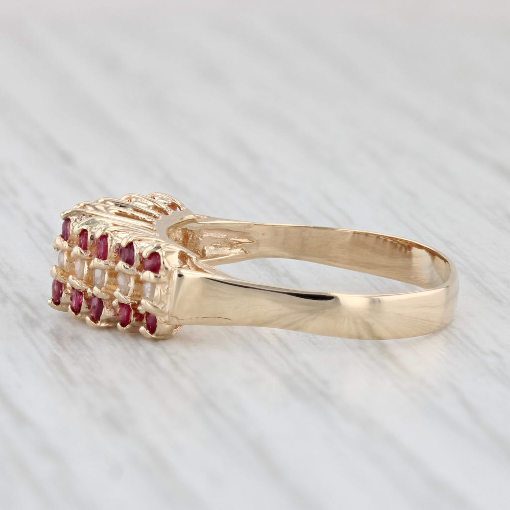 0.46ctw Natural Ruby & Diamond Pyramid Stacking Ring in 10k Yellow Gold - Size 6.75 - Perfect for Anniversary Gifts & Special Occasions