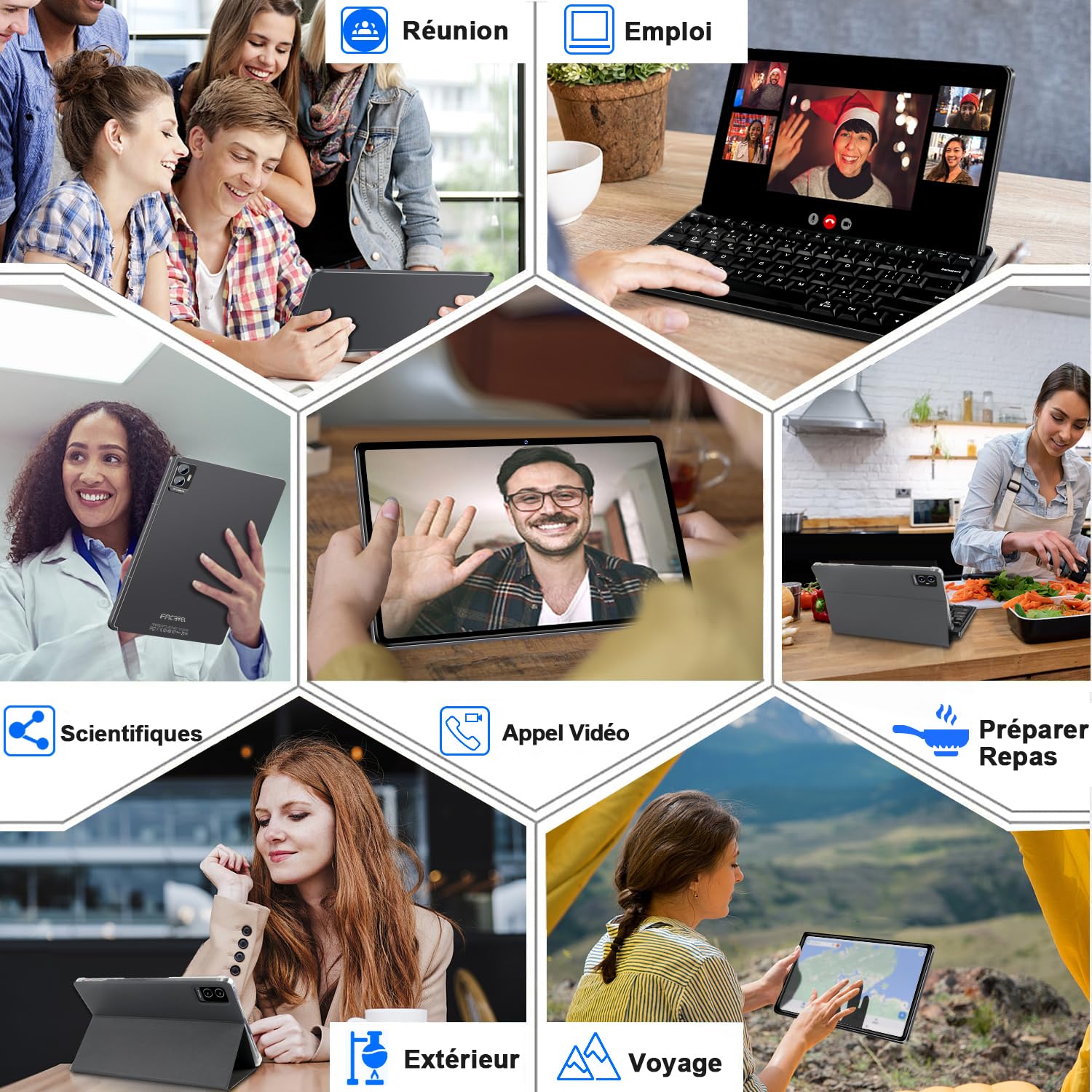 FACETEL 11 Inch Android 13 Tablet - 16GB RAM 256GB ROM (Expandable to 1TB) | 5G WiFi | Octa-Core Processor | 8600mAh Battery | 2000x1200 HD Display | 5MP+13MP Dual Camera - Includes Protective Case (Grey) - Perfect for Work, Study, Streaming & Gaming