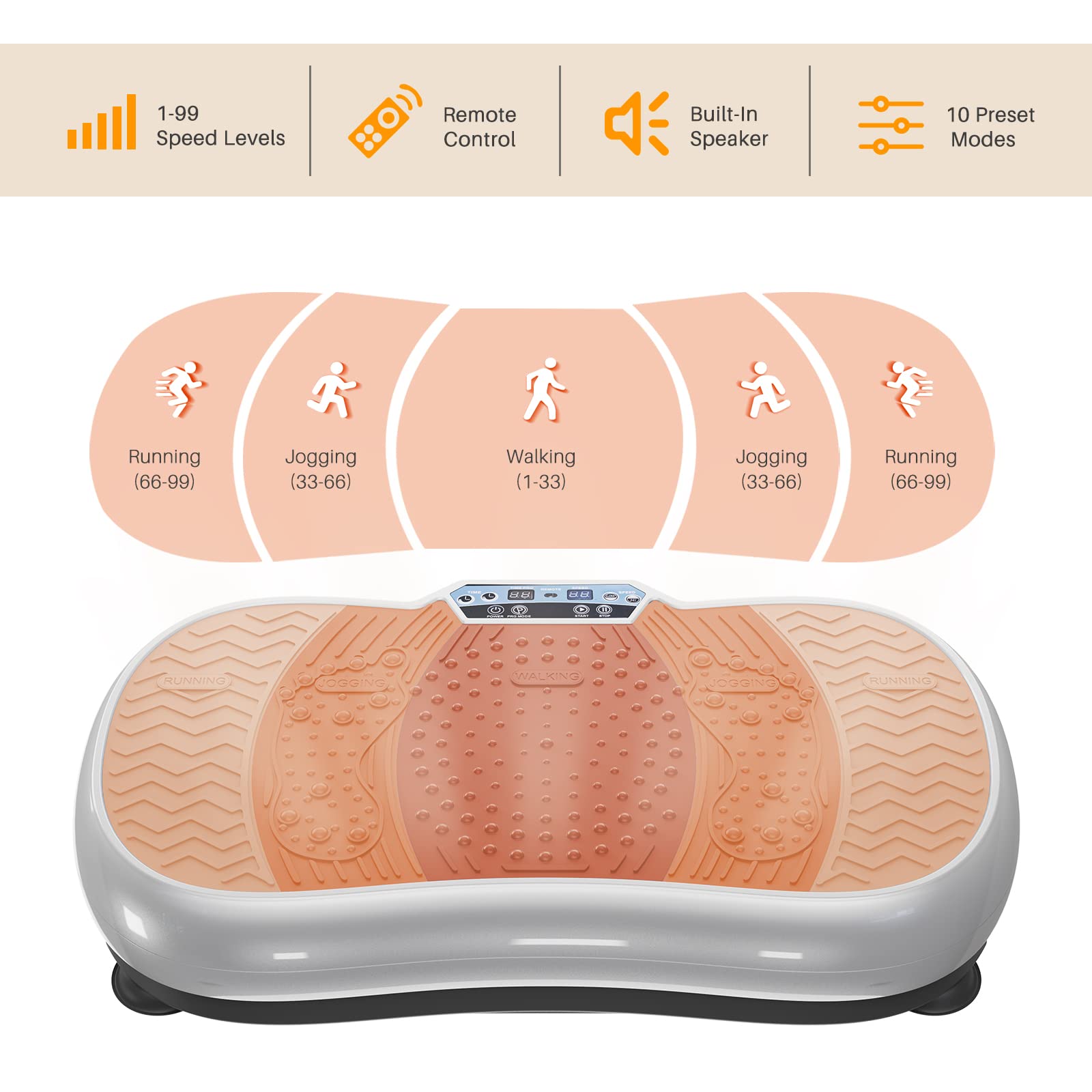Bigzzia Vibration Plate Exercise Machine - 10 Speed Modes Whole Body Vibration Platform with Resistance Bands & Bluetooth Speaker for Home Gym, Weight Loss, Toning & Cellulite Reduction | Perfect for Home Workouts, Physical Therapy & Fitness Training