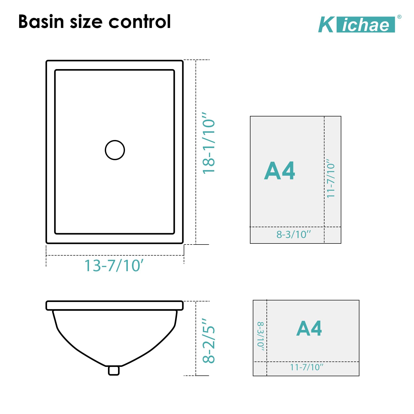 Kichae 18x14 Inch Modern White Rectangular Undermount Bathroom Sink - Porcelain Ceramic Vanity Lavatory with Overflow for Contemporary Home & Commercial Use