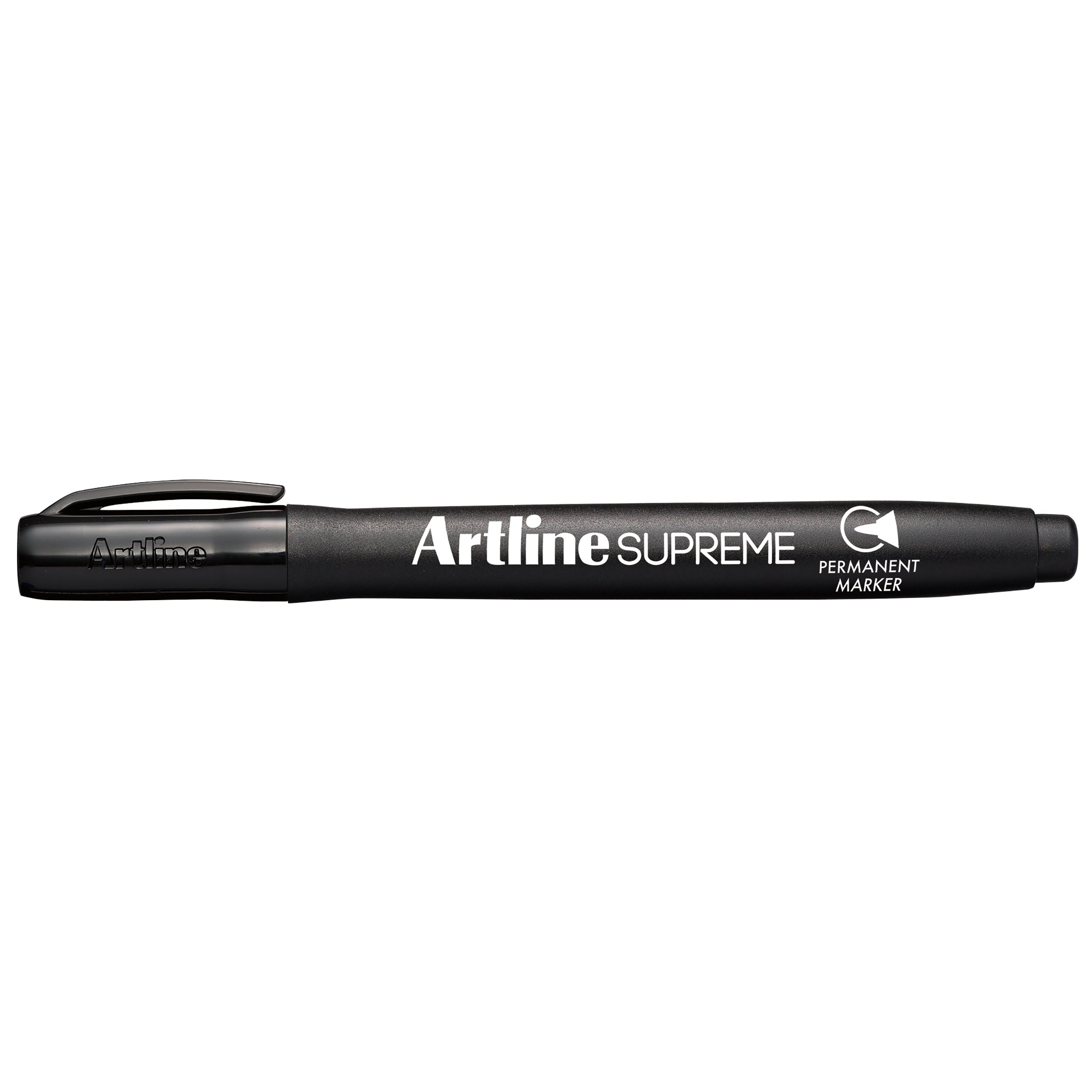 Artline Supreme Permanent Marker Black - Pack of 12 - Ideal for Office, School & Home Use - Waterproof & Fade-Resistant Markers for Writing, Labeling & Crafting