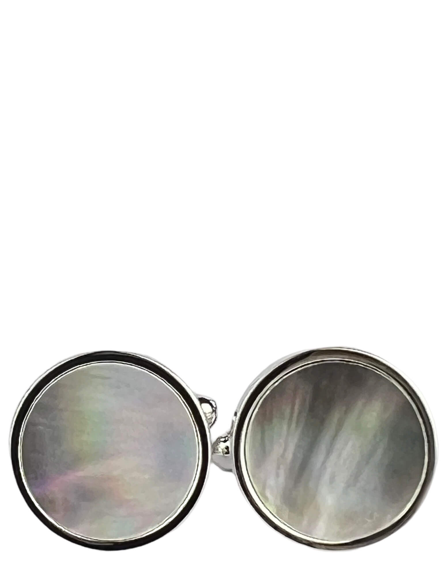 DÉCLIC MOP Smoky Round Cufflinks for Men - Sterling Silver Dress Shirt Accessories - Perfect for Weddings, Business Meetings & Formal Events