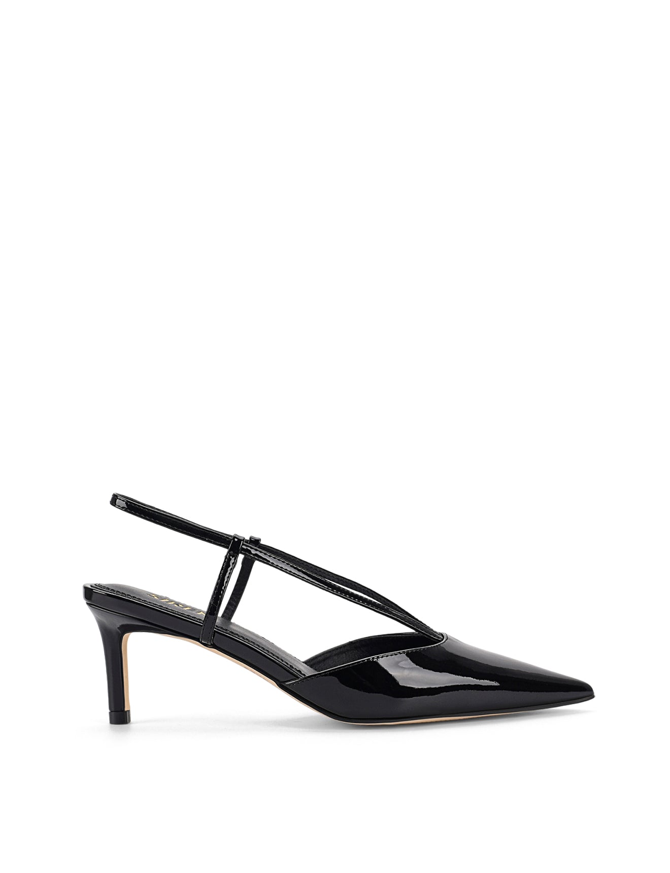Dreamer Slingback Kitten Heels - Black Patent Leather Women's Shoes | Comfortable Low Heels for Work, Party & Daily Wear
