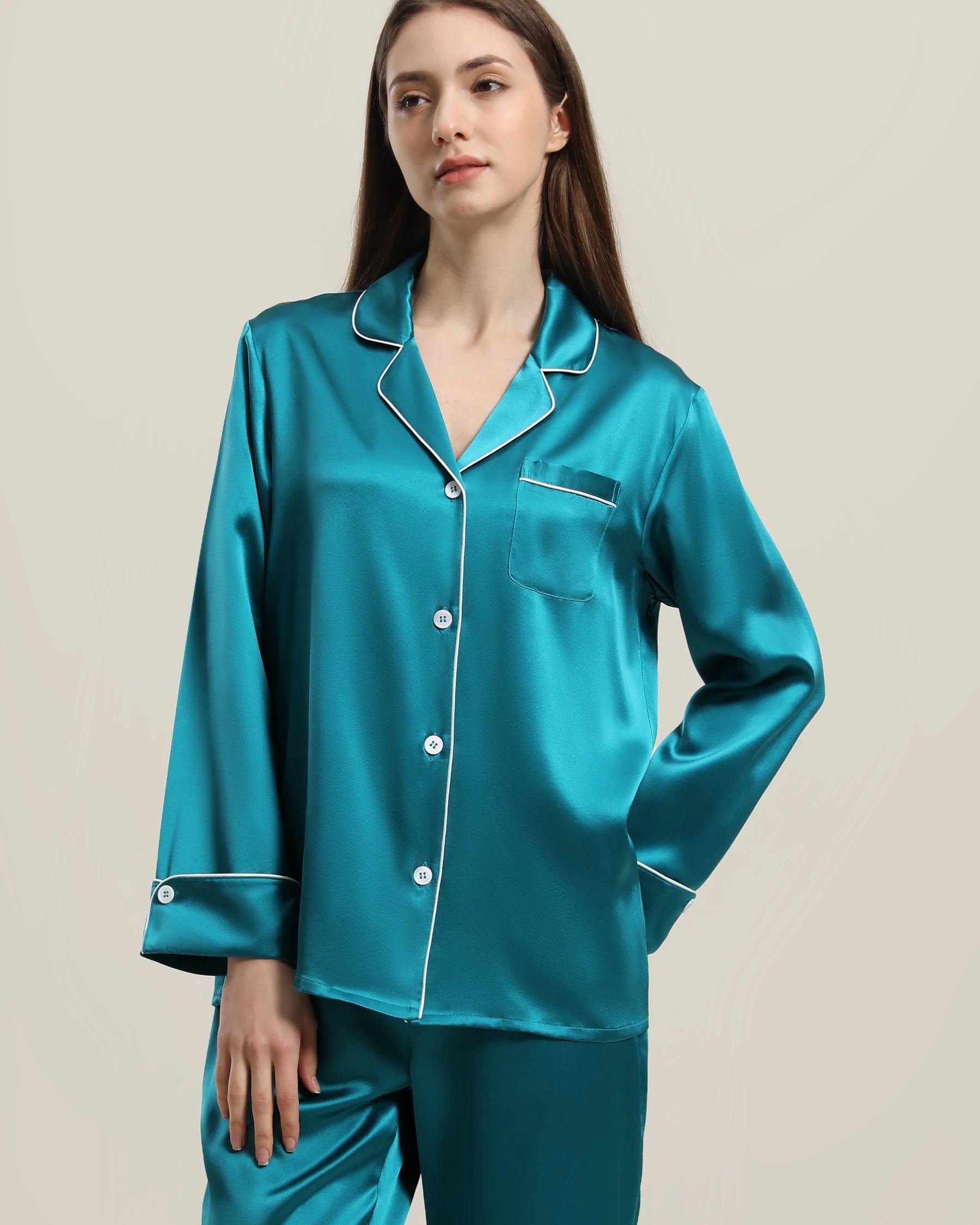 22 Momme Classic Silk Pajamas Set for Women - Luxurious 100% Mulberry Silk Sleepwear - Soft & Breathable Nightwear for Comfortable Sleep & Relaxation at Home