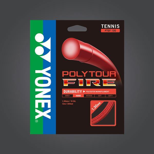Yonex Polytour Fire 130 Tennis Strings - High Performance Polyester String for Power & Spin [Red] | Perfect for Competitive Players & Tournament Play