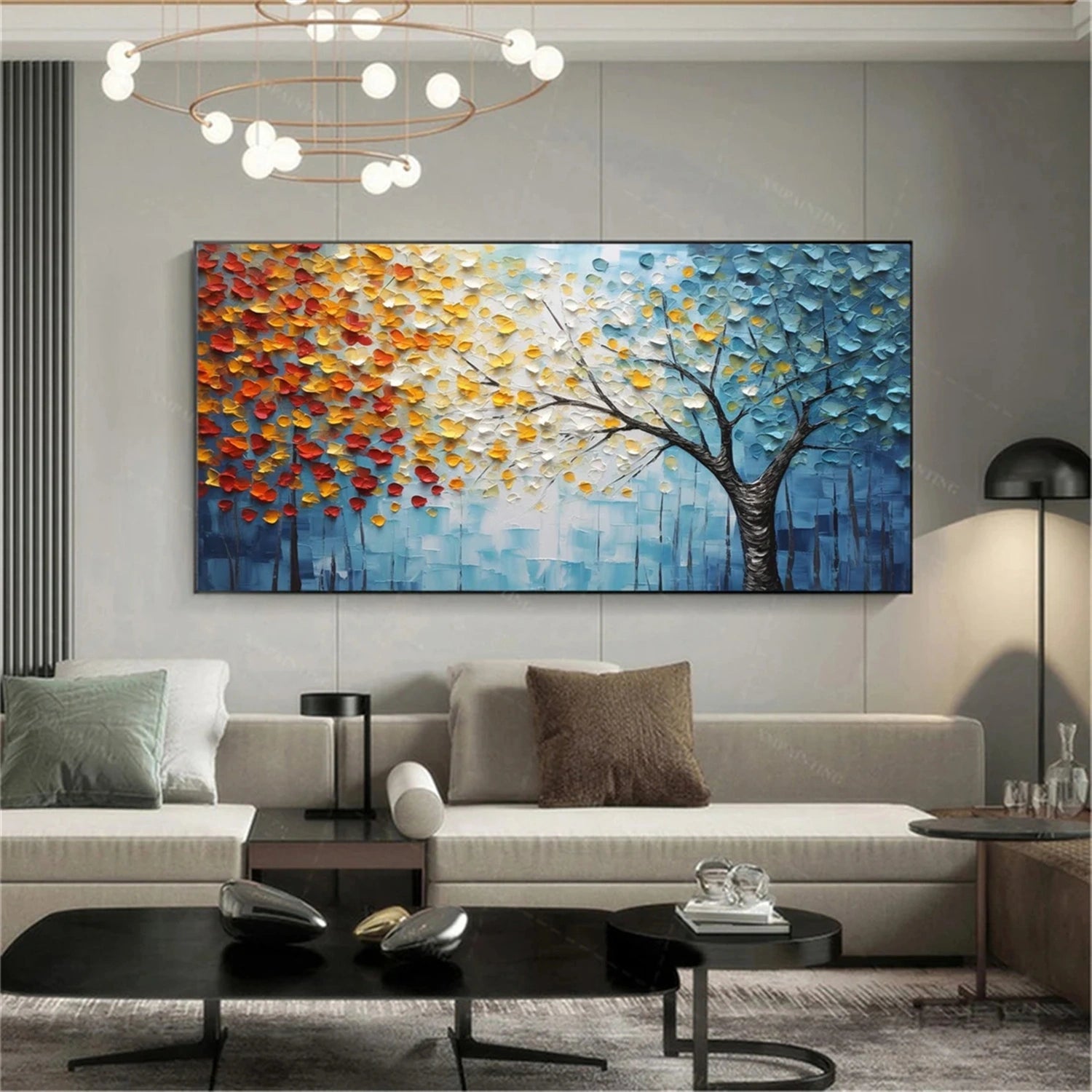Flower and Tree Painting #FT108 - Handmade Canvas Art for Home Decor, Office & Gift Ideas