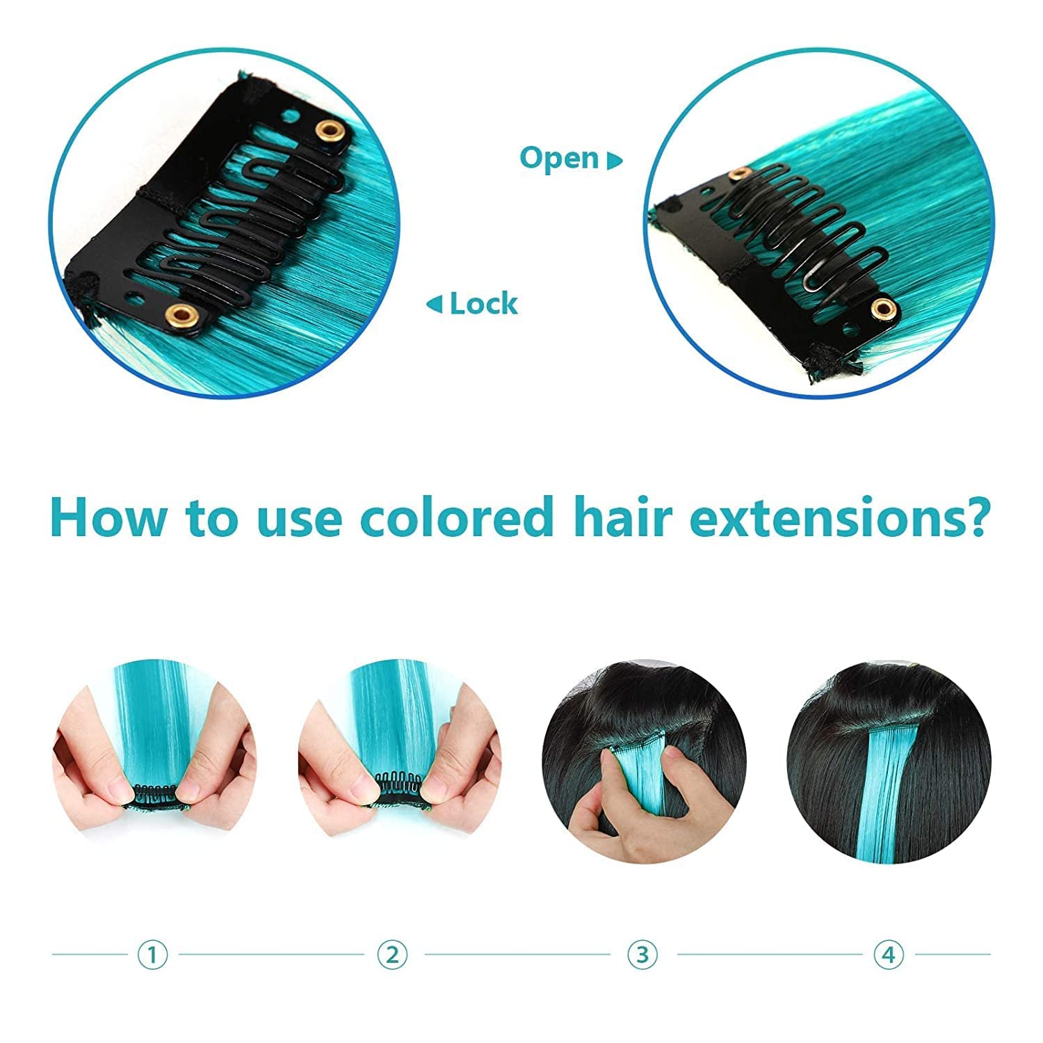 20-Inch Maroon Synthetic Hair Streaks Clip-In Extensions for Instant Highlights – Pack of 2 | Straight Hair Extensions for Women & Girls | Perfect for Parties, Weddings, Cosplay & Everyday Styling