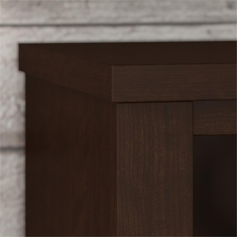 BOWERY HILL 5-Shelf Bookcase in Mocha Cherry - Solid Wood Bookshelf for Living Room, Bedroom, Office & Study - Perfect for Organizing Books, Decor & Storage