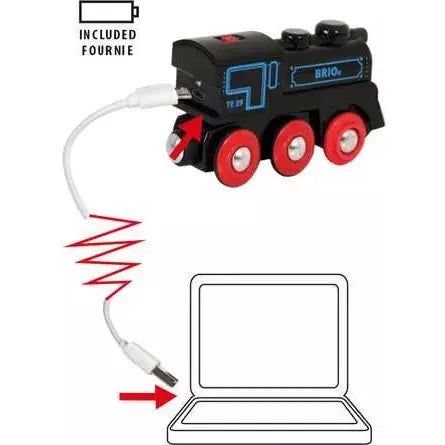 BRIO Rechargeable Engine with Mini USB Cable - Fast Charging for Kids Toy Trains, RC Cars & DIY Projects | Perfect for Playtime, STEM Learning & Model Train Enthusiasts