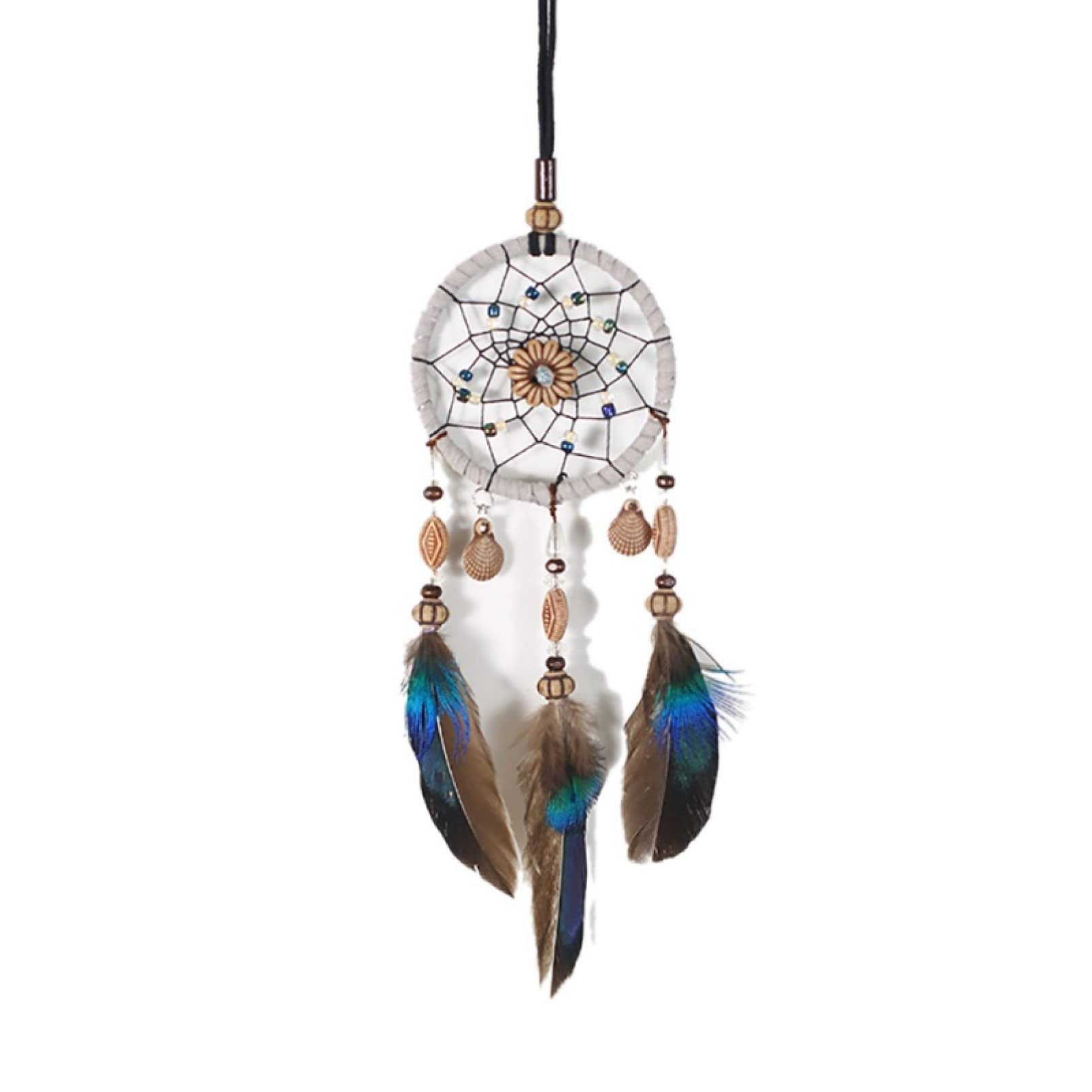 FONSMAY Handmade Dream Catcher Car Hanging Decor - Natural Feathers & Beaded Boho Chic Ornament for Bedroom, Wall, Nursery, Car Mirror (Perfect for Home Decor, Spiritual Gifts & Boho Room Aesthetics)