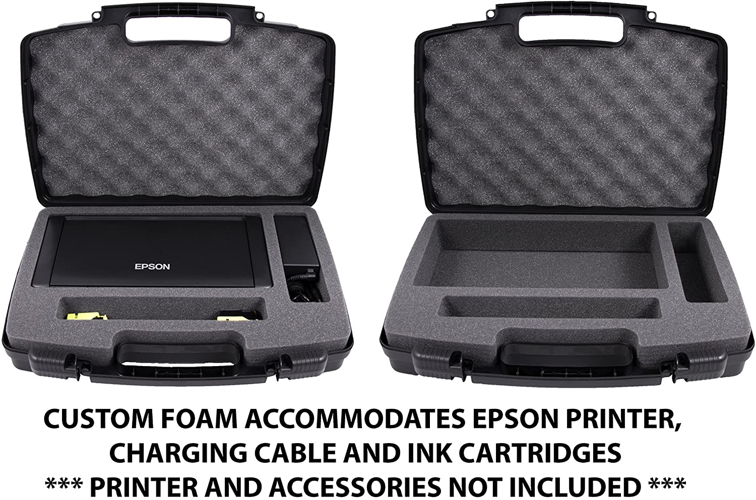 CASEMATIX Travel Case for Epson WF 100 & WF 110 Wireless Mobile Printer - Protective Storage for Printer, Ink Cartridges, Power Adapter & Cables - Perfect for Business Travel, Office & On-the-Go Printing