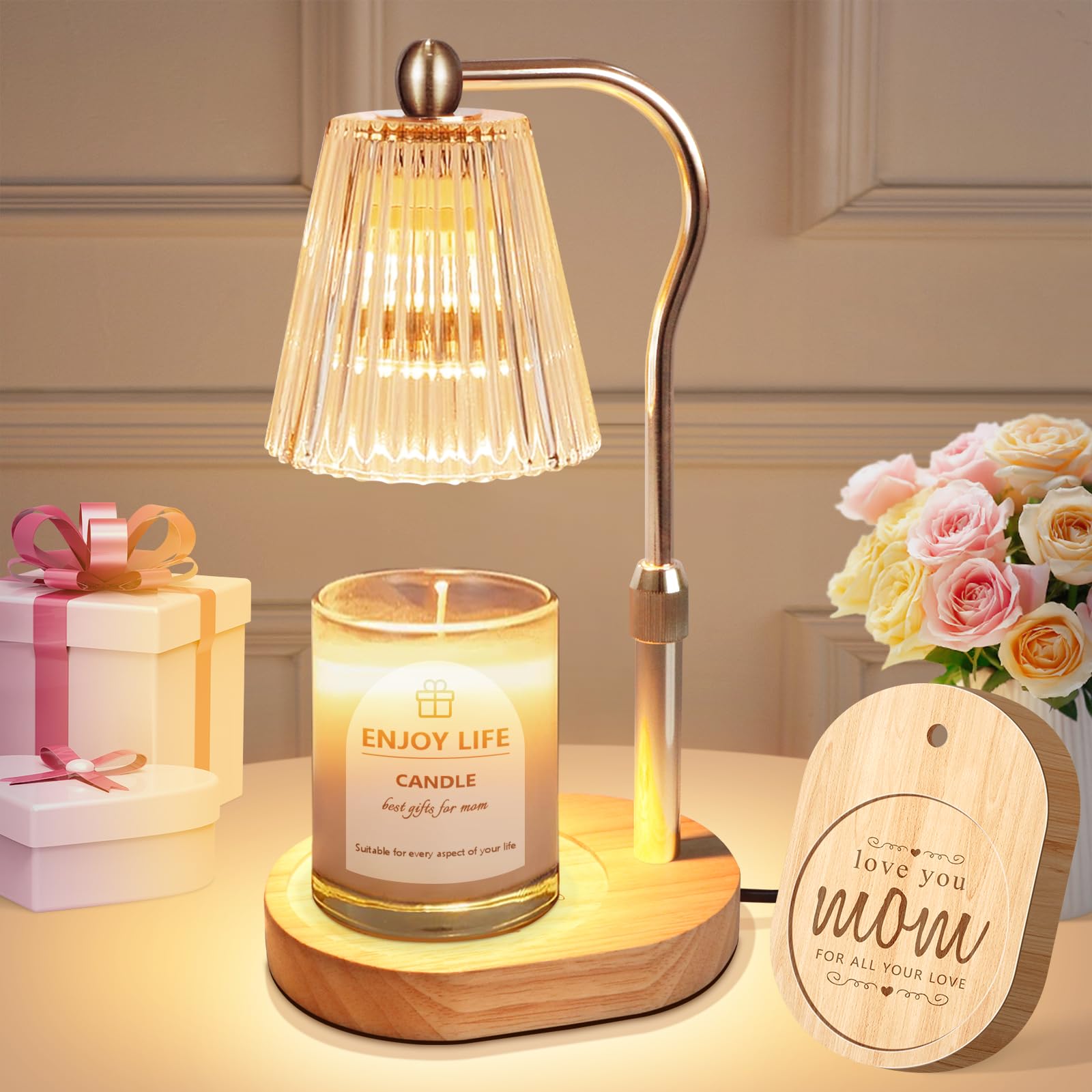 **Vintage Candle Warmer Lamp with Timer & Adjustable Height - Perfect Mothers Day Gifts, Home Decor for Scented Jar Candles - Ideal for Relaxation, Aromatherapy & Cozy Ambiance**
