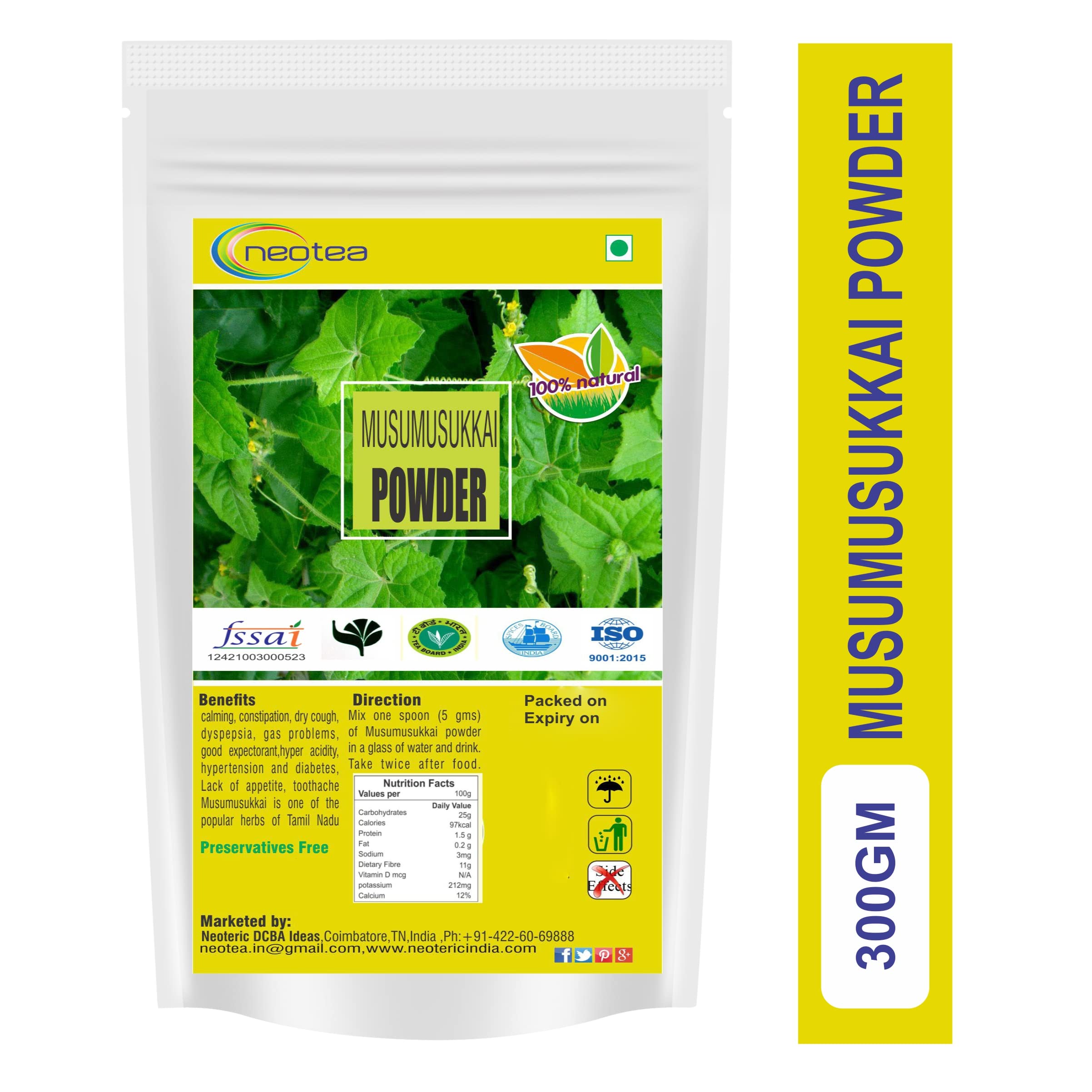 Neotea Musumusukkai Powder (Mukai Maderaspatana) 300g - Premium Herbal Supplement for Digestive Health & Immunity Boost - Perfect for Tea, Smoothies & Ayurvedic Remedies