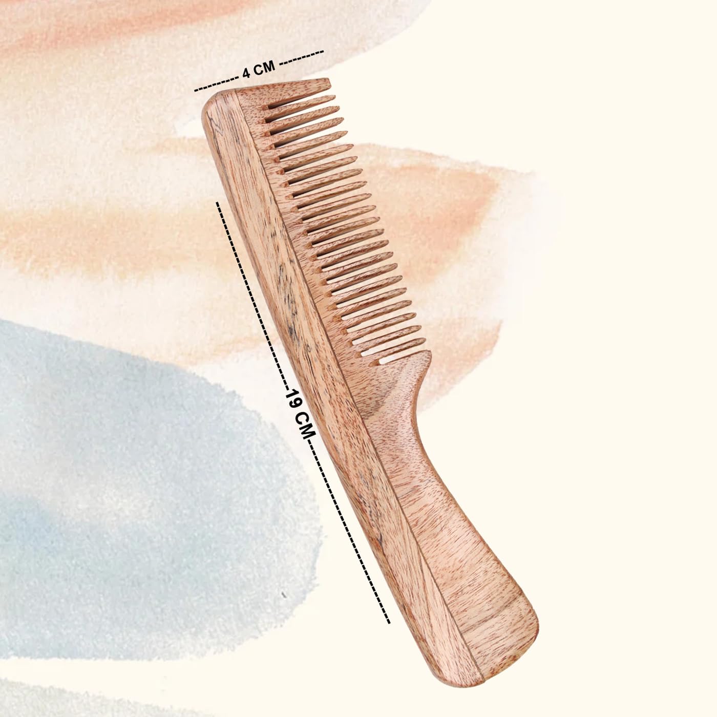 KAVIN Anti-Bacterial Wooden Neem Comb for Kids, Men & Women – Natural Hair Care & Scalp Massage – Pack of 1 | Perfect for Daily Use, Travel & Gentle Detangling
