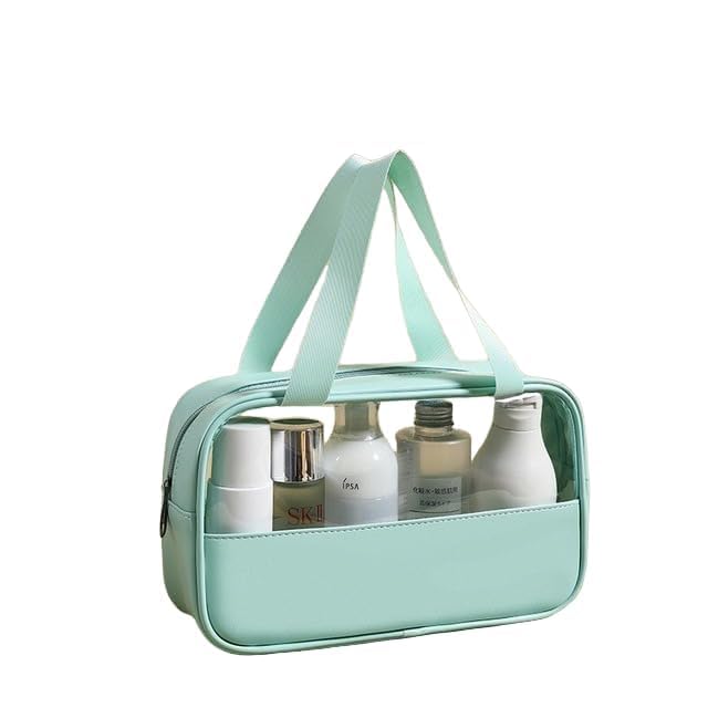 Qrex Women's Premium Waterproof Makeup Bag | Travel Cosmetic Organizer & Toiletry Pouch for Girls | Washable Storage Case for Bath Accessories, Grooming Kit & Beauty Essentials | Perfect for Travel, Gym & Daily Use (Medium, Dry Green)