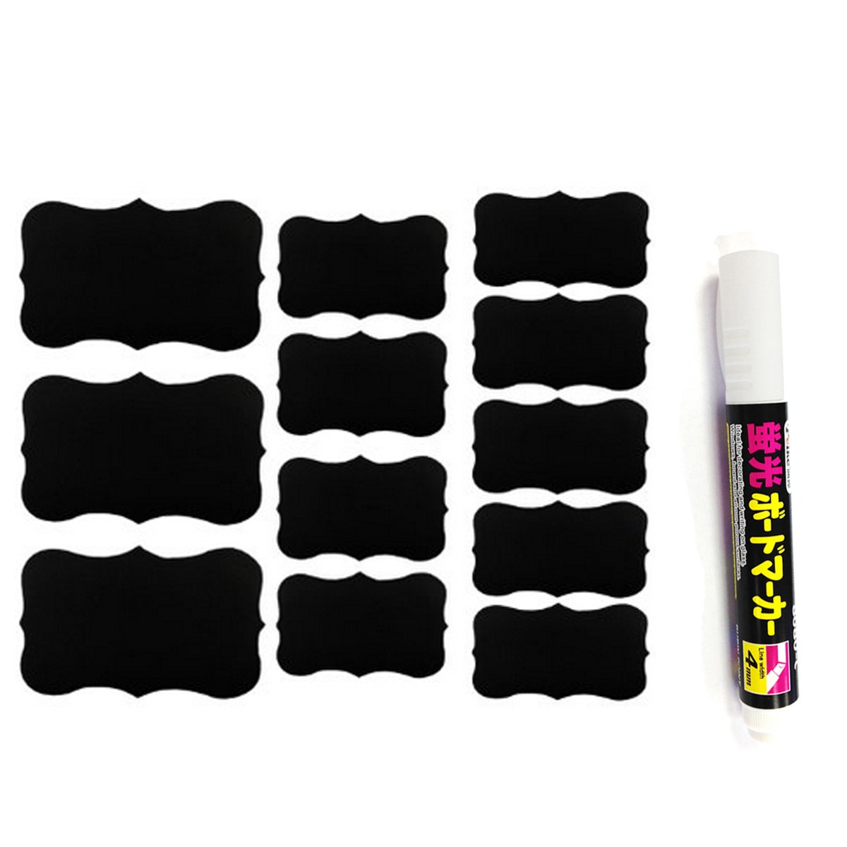 Wrapables 24-Pack Rectangle Chalkboard Labels with Chalk Marker - Reusable Chalkboard Tags for Pantry Jars, Spice Containers & Gift Wrapping Organization