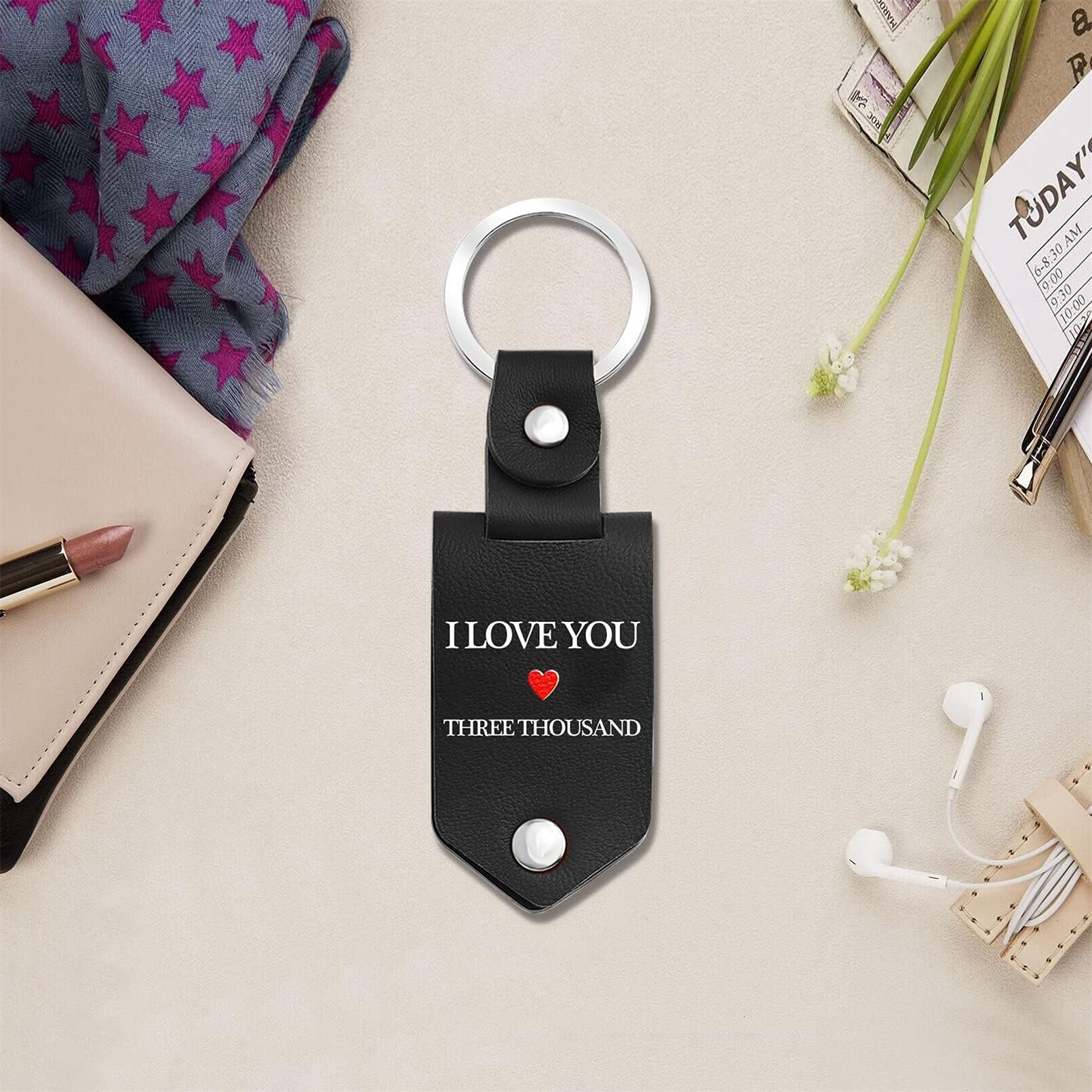 Personalized Genuine Leather Keychain for Men - Custom Photo & Engraved Name Key Ring - Unique Gift for Dad, Husband, Father - Perfect for Birthdays, Anniversaries & Special Occasions