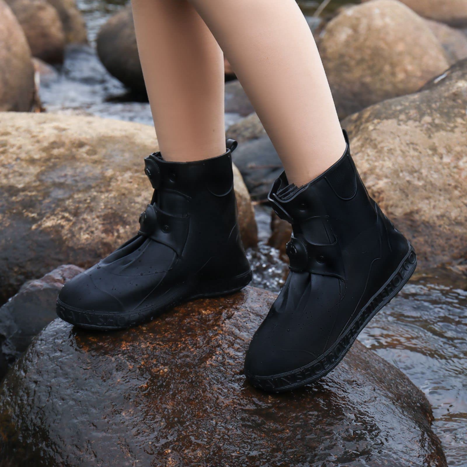 Waterproof Reusable Non-Slip Silicone Shoe Covers for Men & Women - Durable Rain Boot Protectors for Walking, Hiking & Outdoor Activities