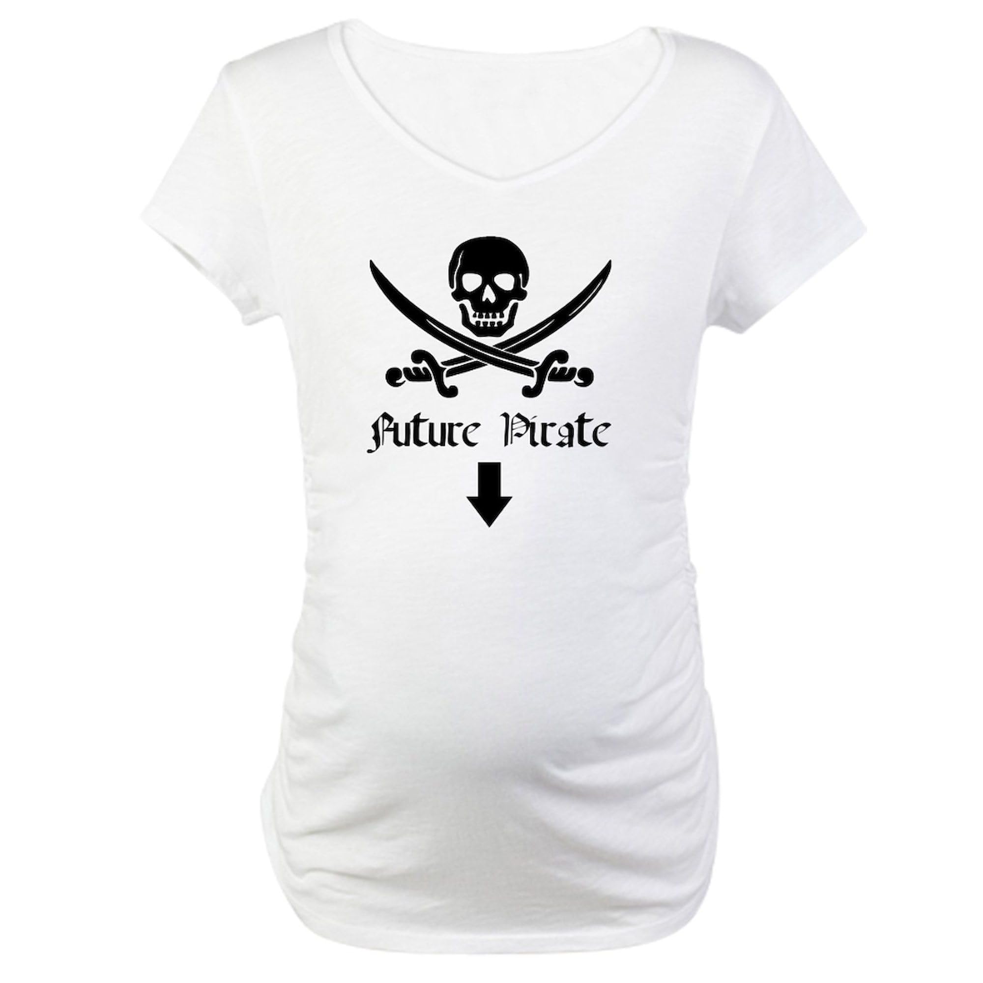 Future Pirate Maternity Top - Women's Ruched Side Maternity T-Shirt for Pregnancy Comfort | Perfect for Pirate-Themed Baby Showers & Maternity Photos
