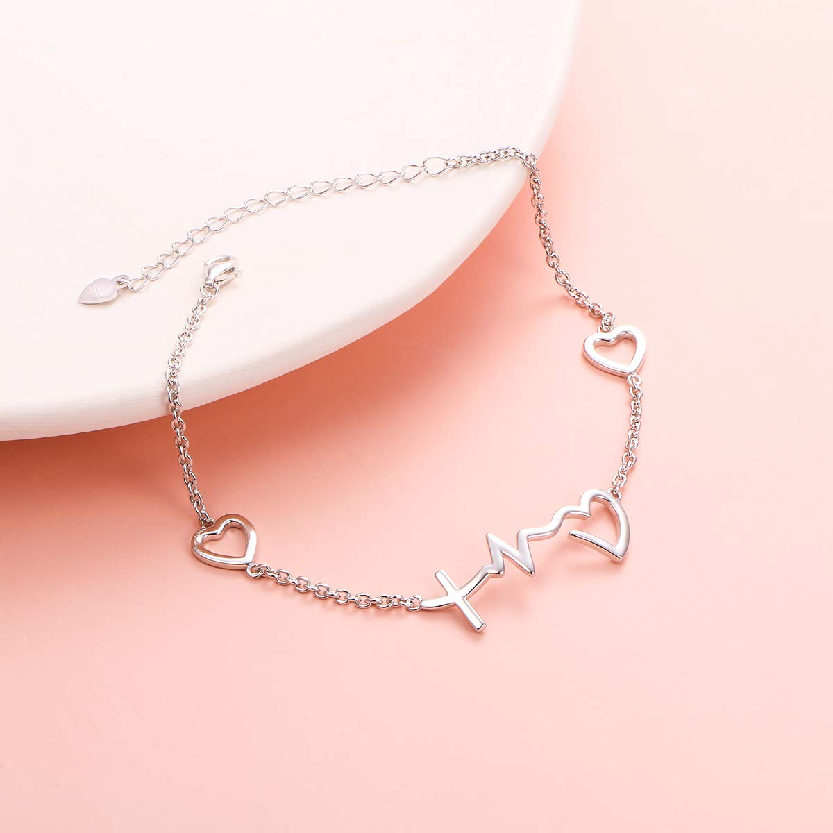 S925 Sterling Silver Faith Hope Love Cross Pendant Necklace & Bracelet Set - Christian Jewelry Gifts for Women, Birthday, Easter - Perfect for Church, Bible Study & Daily Wear