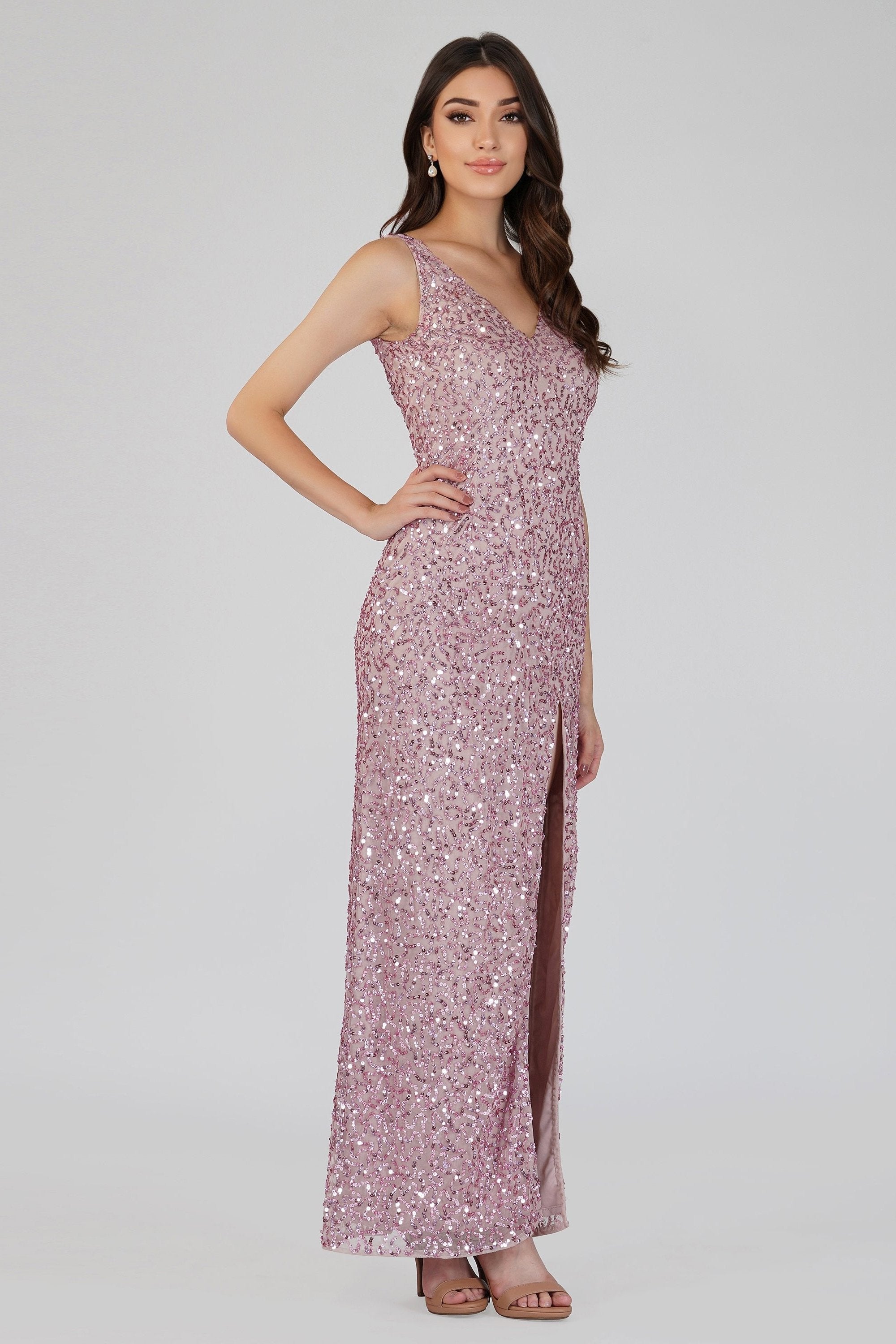 Elegant Pink Sequin Maxi Dress for Women - Perfect for Evening Parties, Prom, and Special Occasions