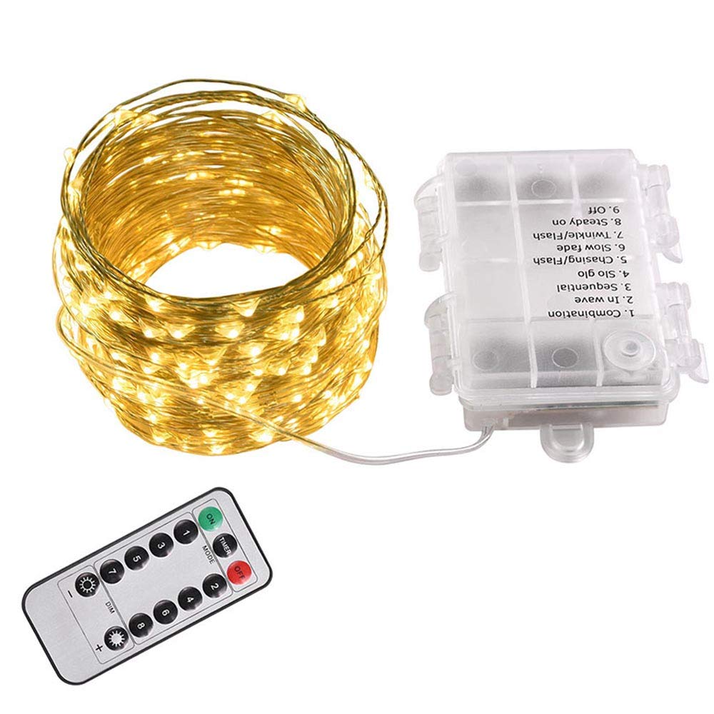 AW LED String Lights - 66ft Battery Operated Fairy Lights with Remote & 8 Lighting Modes | Waterproof Starry Lights for Christmas Tree Decor, Wedding Party, Bedroom, Garden & Outdoor Decorations