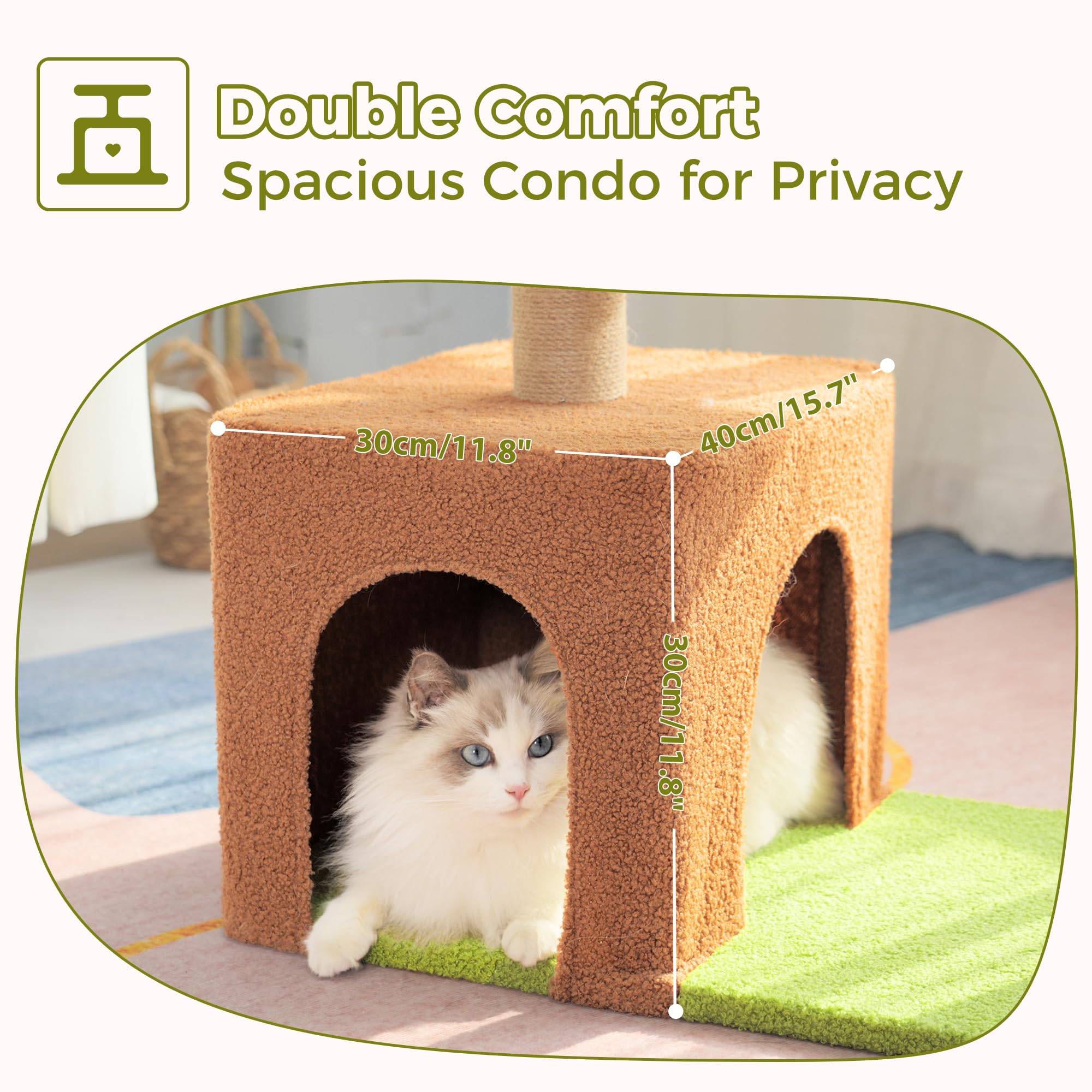Small Cat Tree with Scratching Post & Hammock for Indoor Cats - Pink Play Space