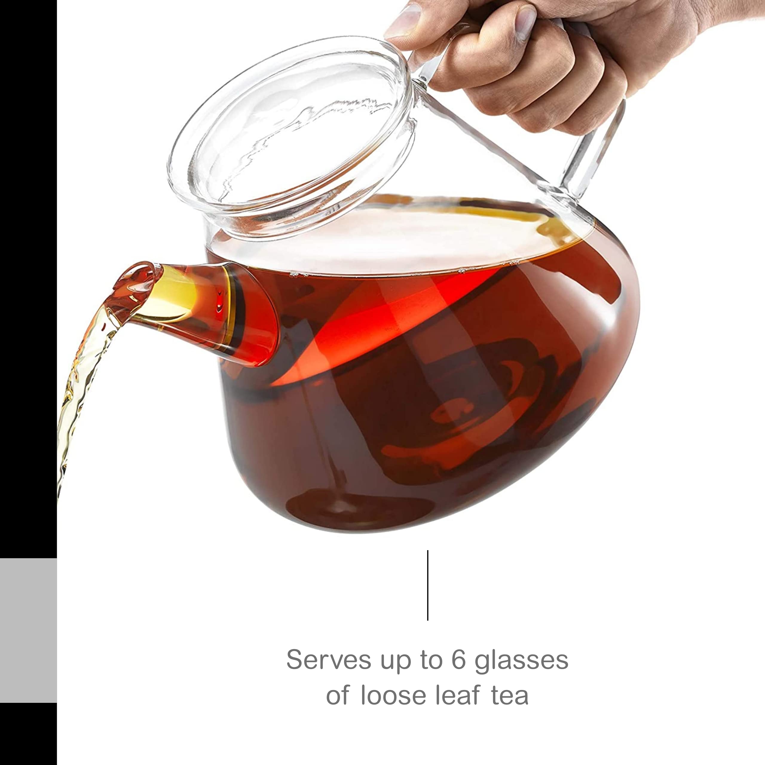Premium Glass Teapot with Removable Infuser - 50oz Stovetop & Loose Leaf Tea Kettle - Large & Small Heat-Resistant Teapot for Home, Office, or Gift - Perfect for Herbal, Green, Black & Iced Tea Brewing