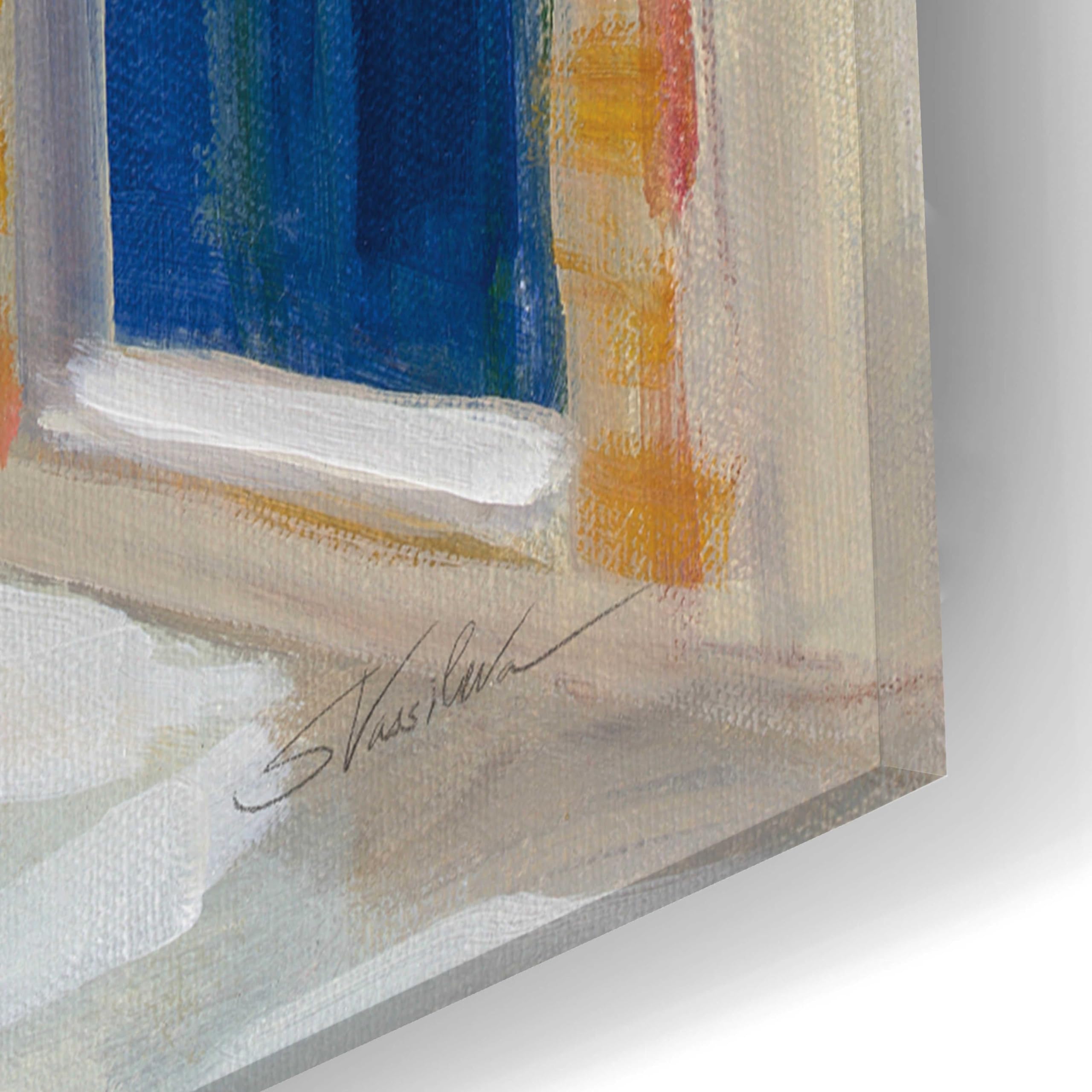 Silvia Vassileva 'Santorini Street I' Acrylic Glass Wall Art - 16x24 Inches Modern Home Decor for Living Room, Bedroom & Office