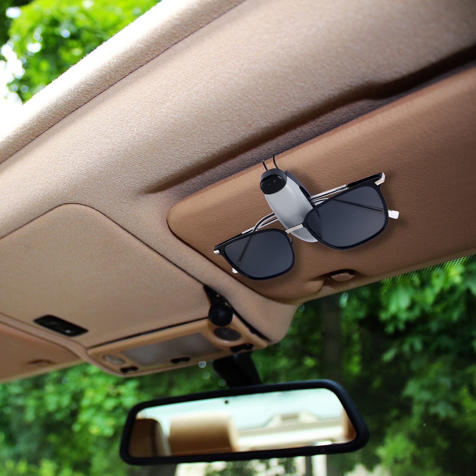 Frienda 2-Pack Car Sunglasses Holder Clip - Grey Visor Glasses Mount Accessories for Sun Visor | Perfect for Driving, Road Trips & Daily Commute