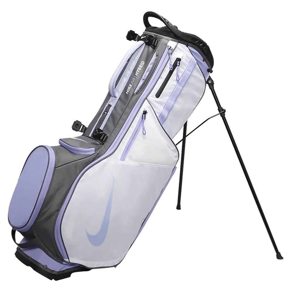 Nike Air Hybrid 2 Golf Stand Carry Bag - Lightweight & Durable (White/Iron Grey/Purple Pulse) - Perfect for Golf Tournaments & Practice Rounds