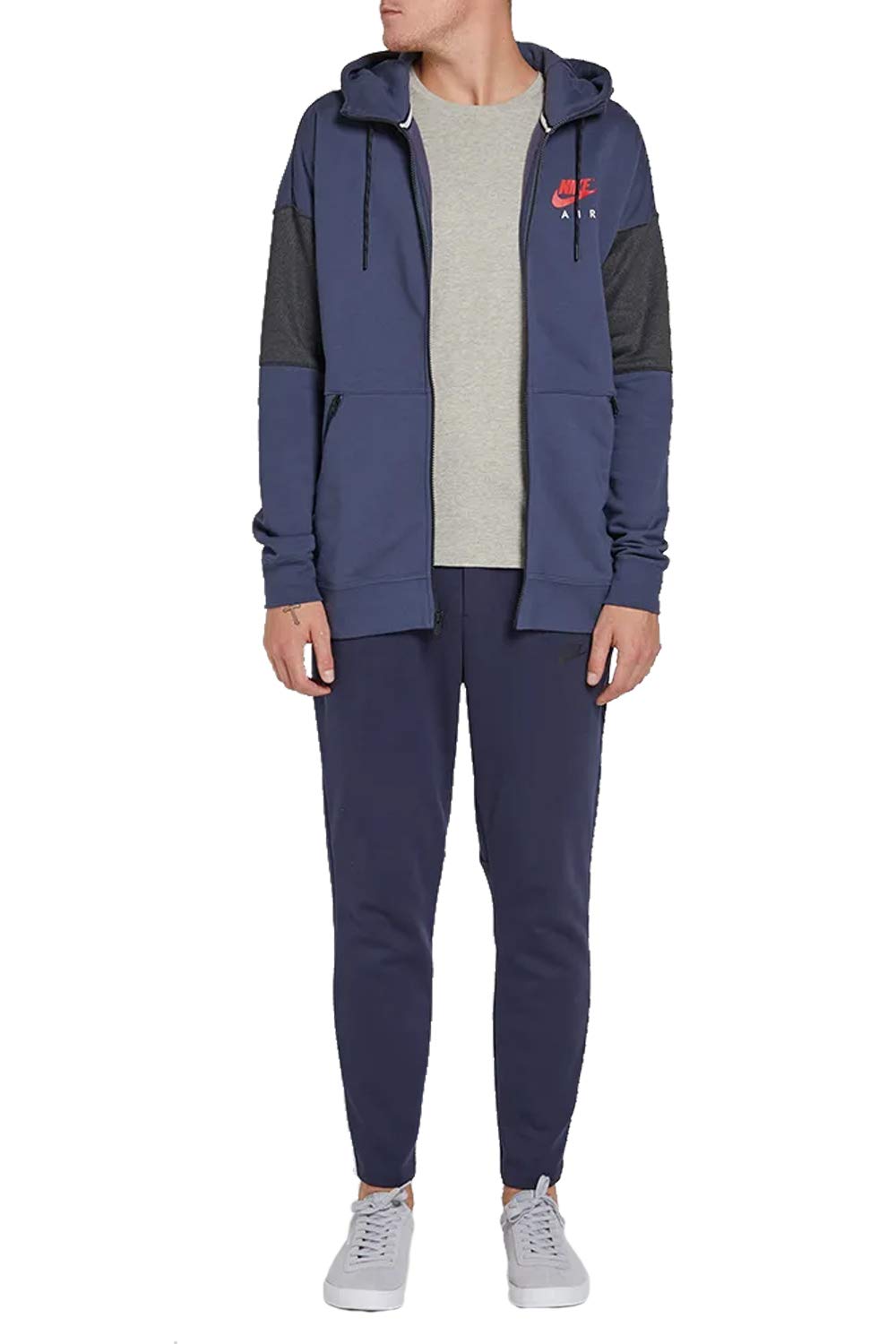 Nike AIR Hooded Tracksuit Top - Navy Blue Men's Athletic Jacket | Lightweight Running & Gym Workout Top for Training & Casual Wear