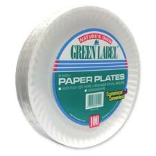 Eco-Friendly 9-Inch White Paper Plates by AJM Packaging – 200 Count (2 Packs of 100) | Perfect for Parties, Picnics & Catering | Biodegradable Green Label Dinnerware