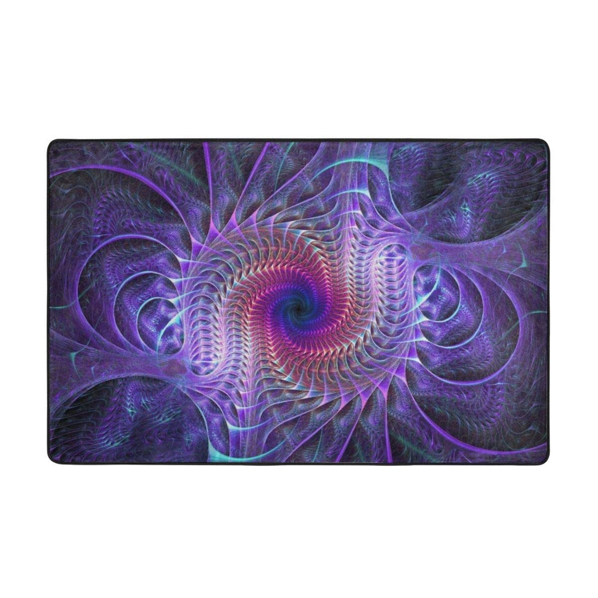 Abstract Purple Tie Dye Area Rug 5x7 ft - Soft Washable Non-Slip Carpet for Living Room, Bedroom & Home Office | Boho Chic Floor Decor with Visual Illusion Design | Perfect for Modern, Bohemian & Eclectic Interior Styles
