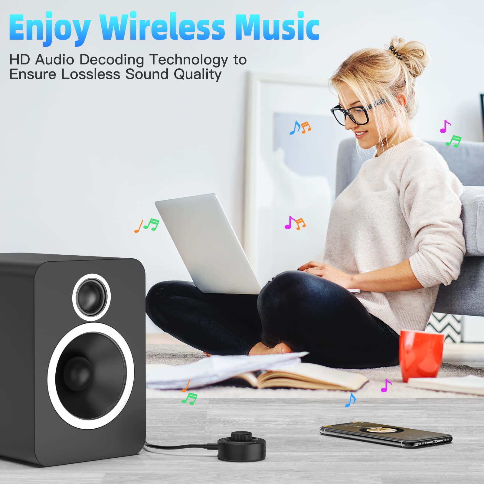 Wireless Bluetooth 5.2 Car Kit Aux Receiver - Portable 3.5mm Bluetooth Adapter for Car Radio, Home Stereo & Wired Headphones | Hands-Free Calling, Music Streaming for Commuting, Road Trips & Home Audio