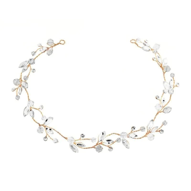 Rose Gold Bridal Hair Vine with Crystals – Elegant Wedding Headpiece for Brides, Bridesmaids & Prom – Perfect for Boho, Vintage & Beach Weddings