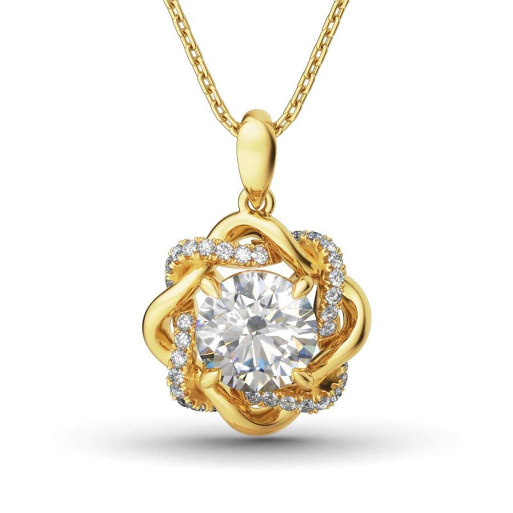 Jeulia S925 Sterling Silver Floral Pendant Necklace with White Diamonds & Hollow Chain - Elegant Gift for Women, Mothers, Valentine's Day | Perfect for Weddings, Anniversaries & Special Occasions