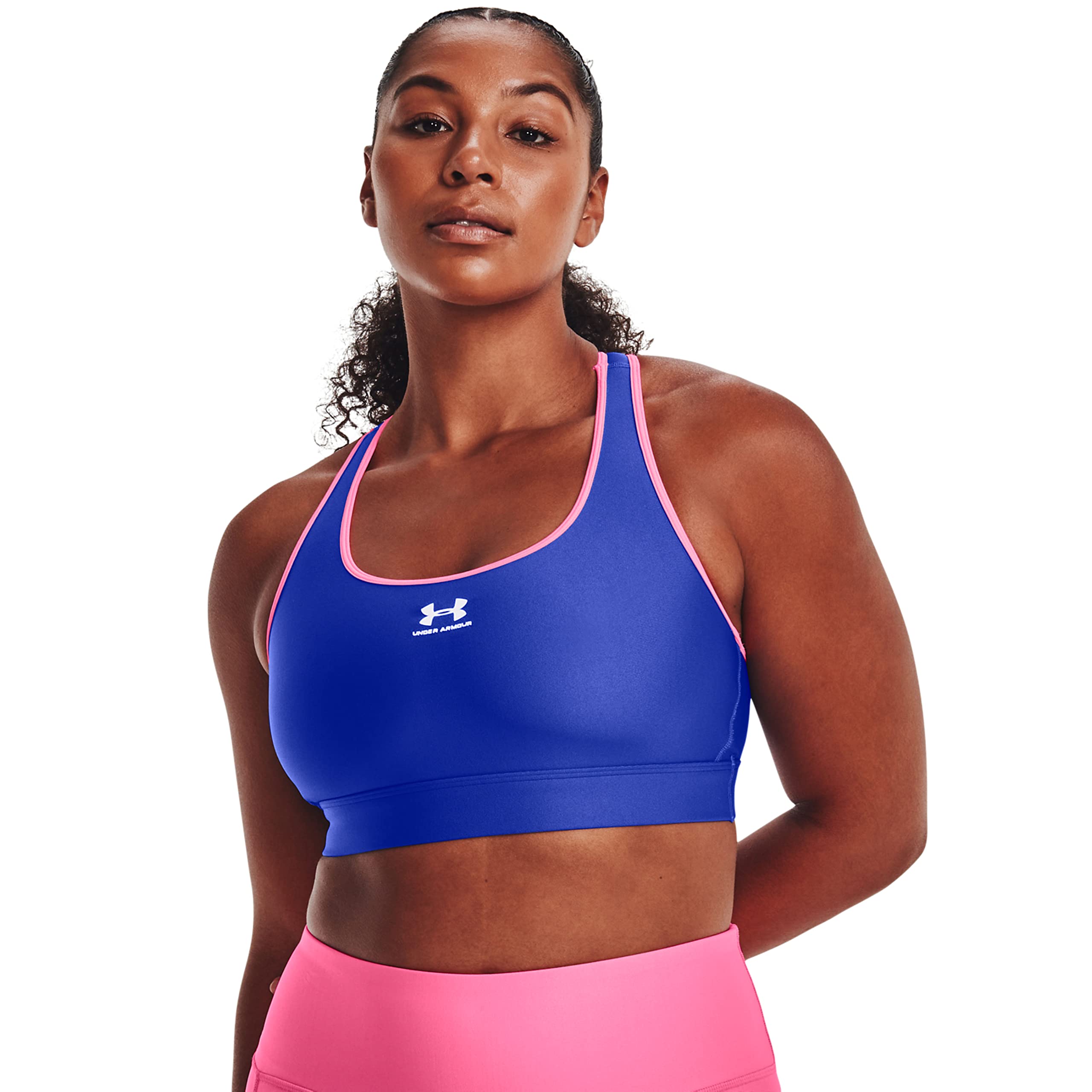 Under Armour Women's HeatGear Mid Padless Sports Bra - Moisture-Wicking Workout Top for Running, Yoga & Gym Training