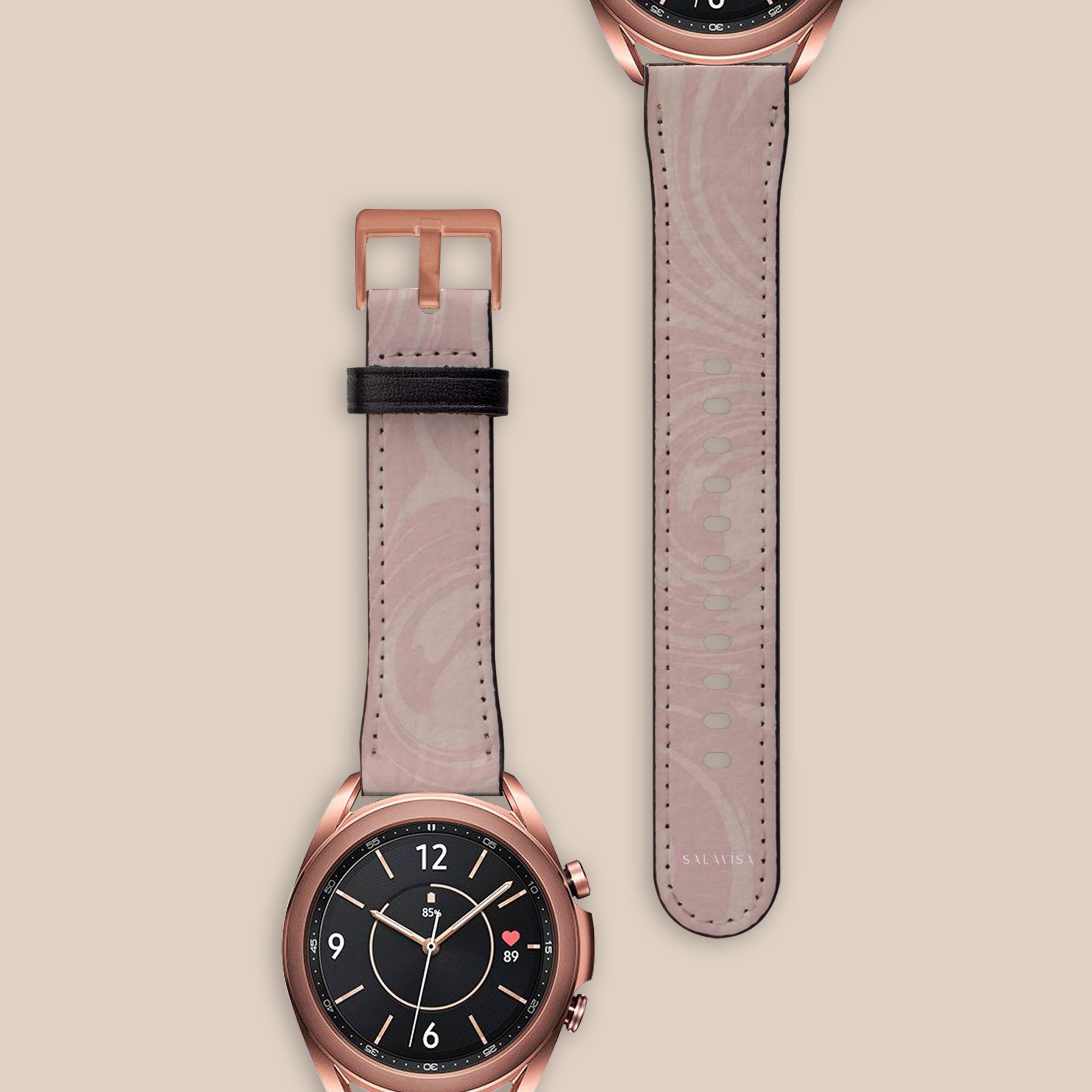 Pink Swirl Galaxy Watch Band for Samsung Galaxy Watch 4/5/6 - Stylish Soft Silicone Replacement Strap - Perfect for Workouts, Running & Everyday Wear
